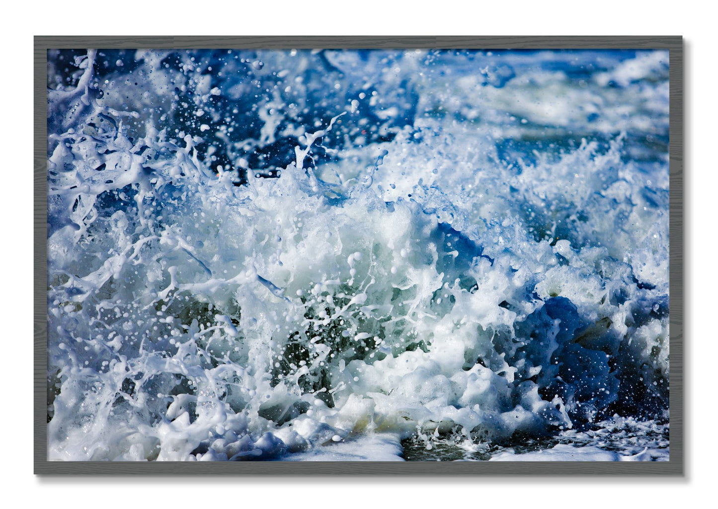 Framed photograph of Salt Splash by Dylan Ozanich, Grey frame, Full Bleed