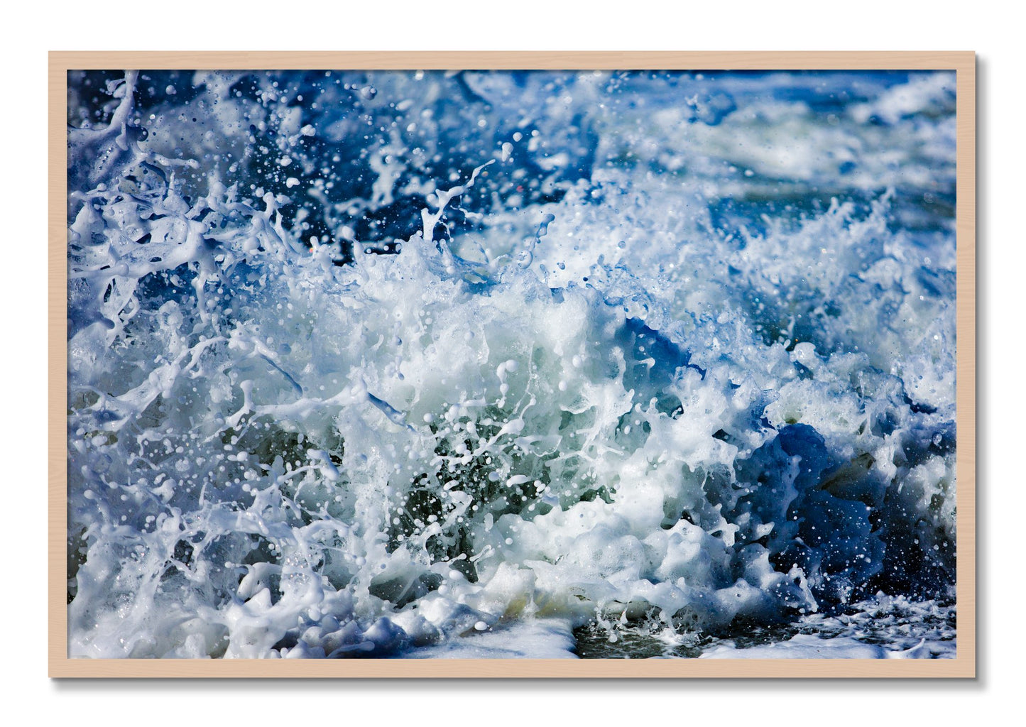 Framed photograph of Salt Splash by Dylan Ozanich, Maple frame, Full Bleed