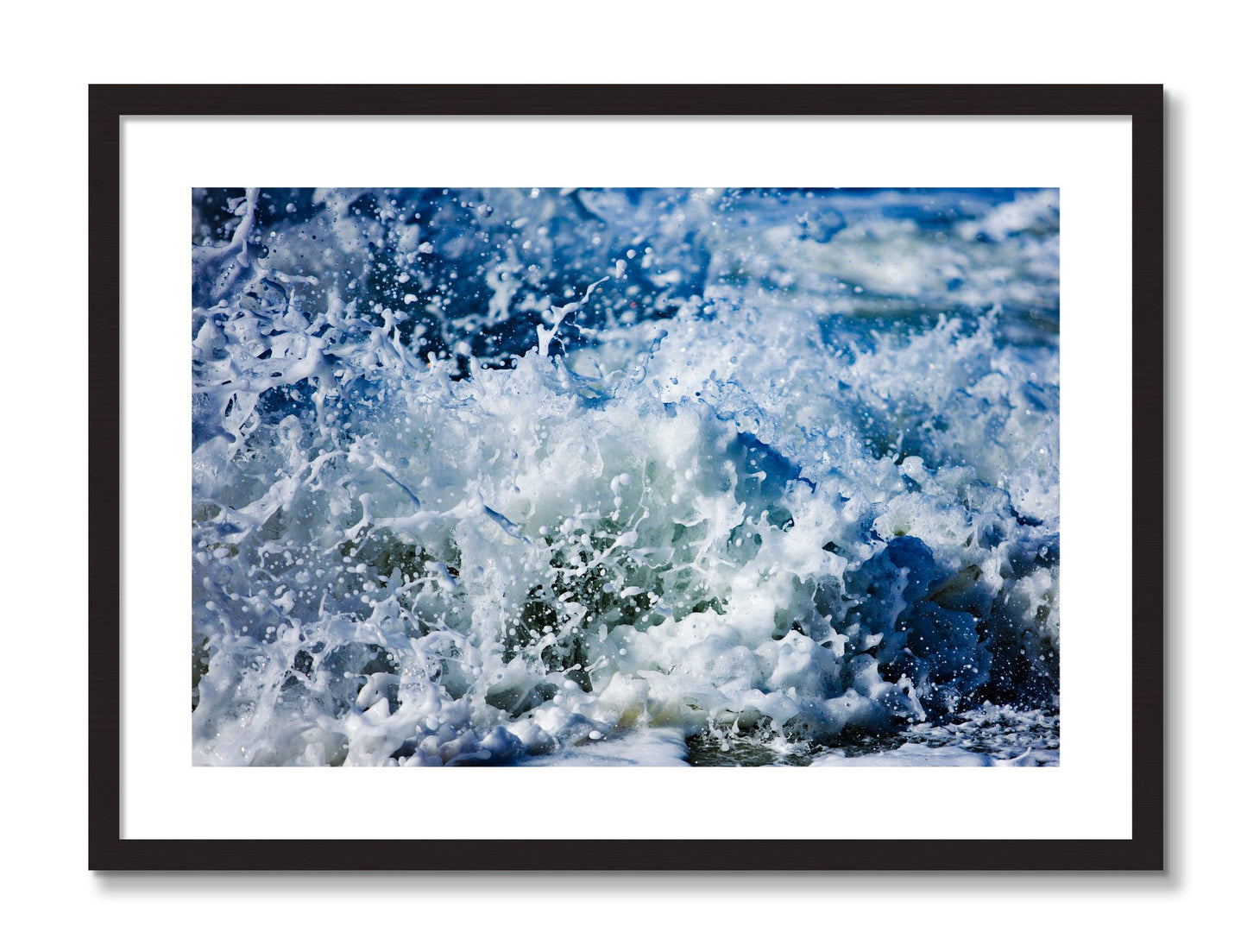 Framed photograph of Salt Splash by Dylan Ozanich, Black Walnut frame, Borders