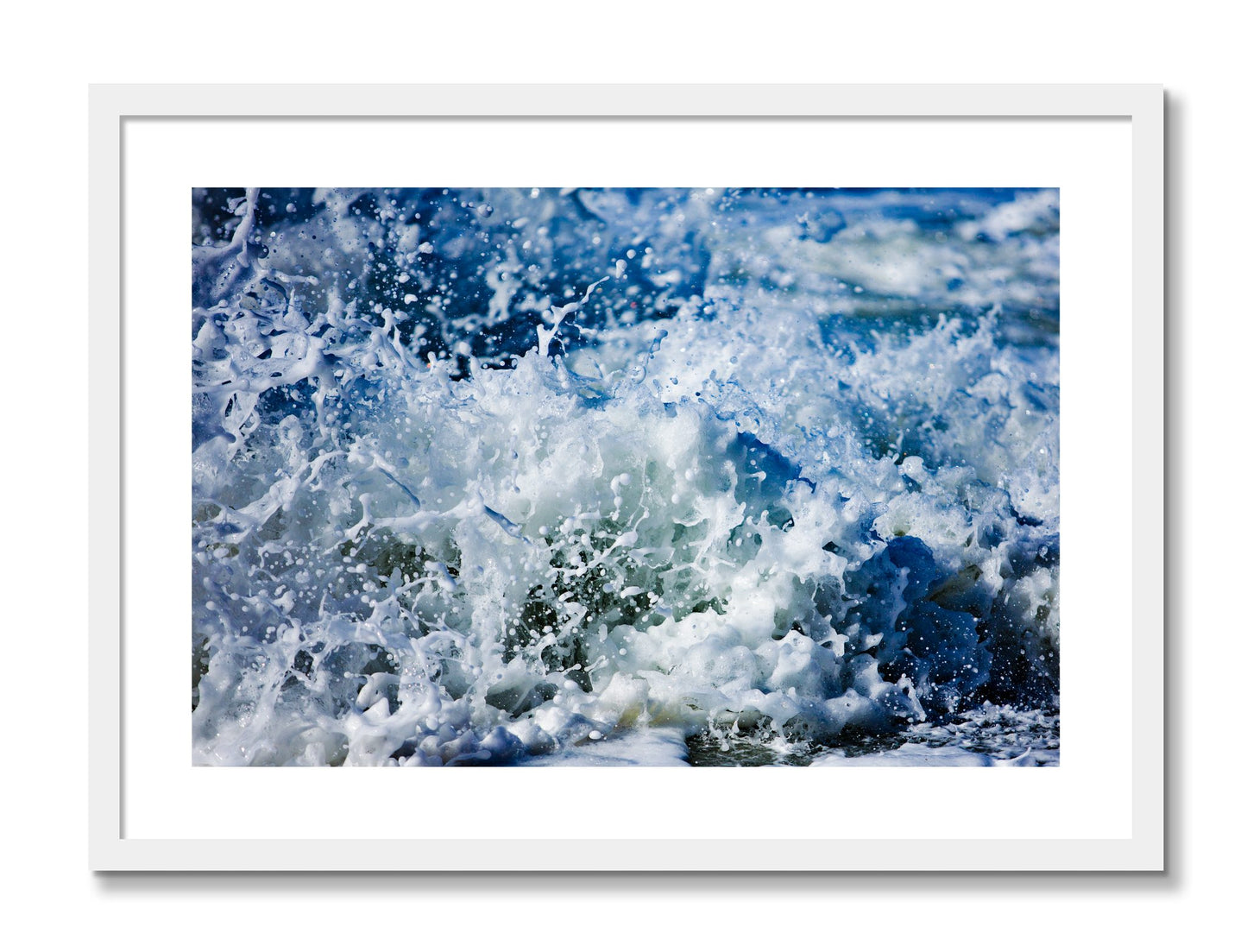 Framed photograph of Salt Splash by Dylan Ozanich, White frame, Borders