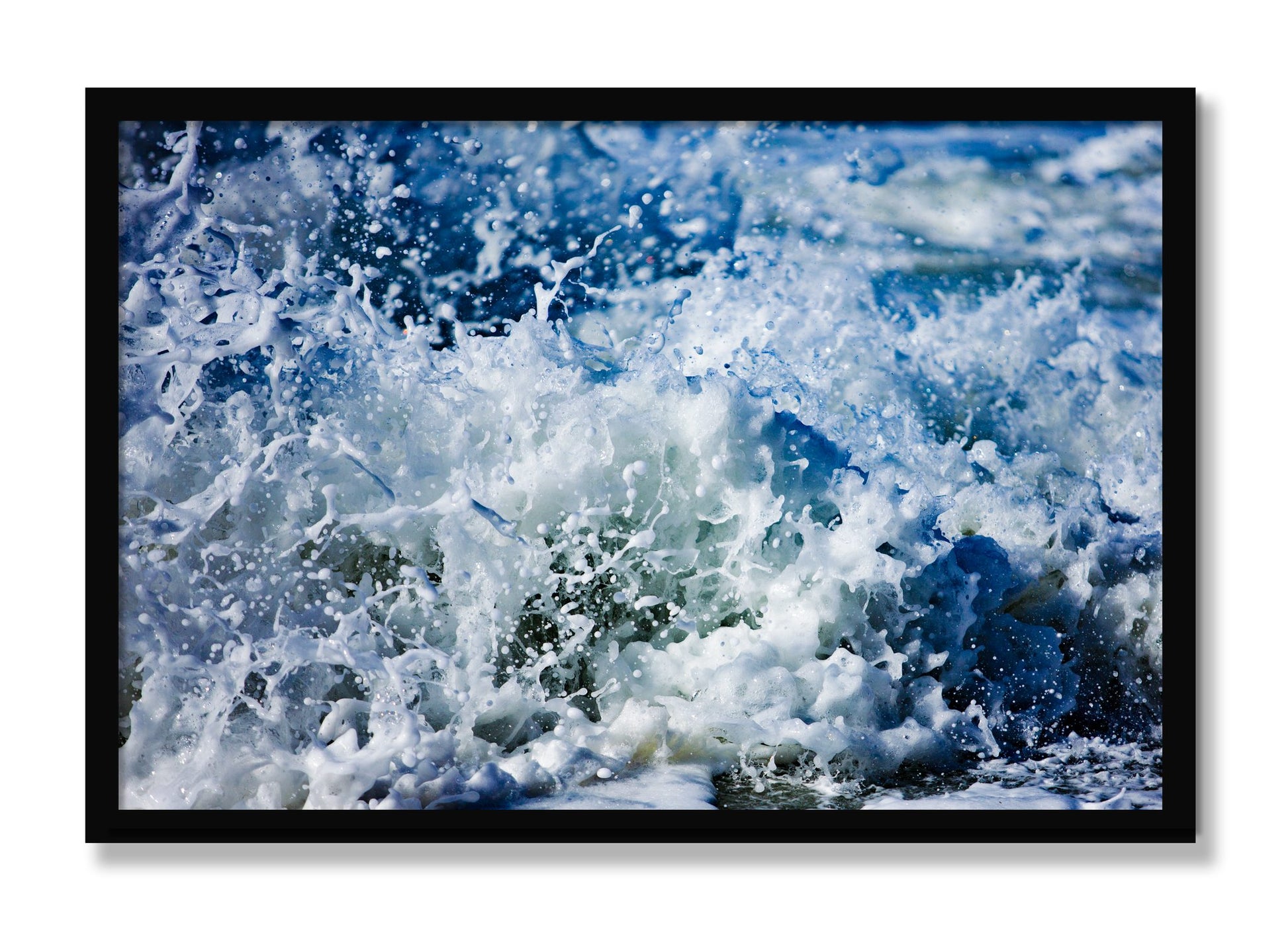 Framed photograph of Salt Splash by Dylan Ozanich, Black frame, Full Bleed