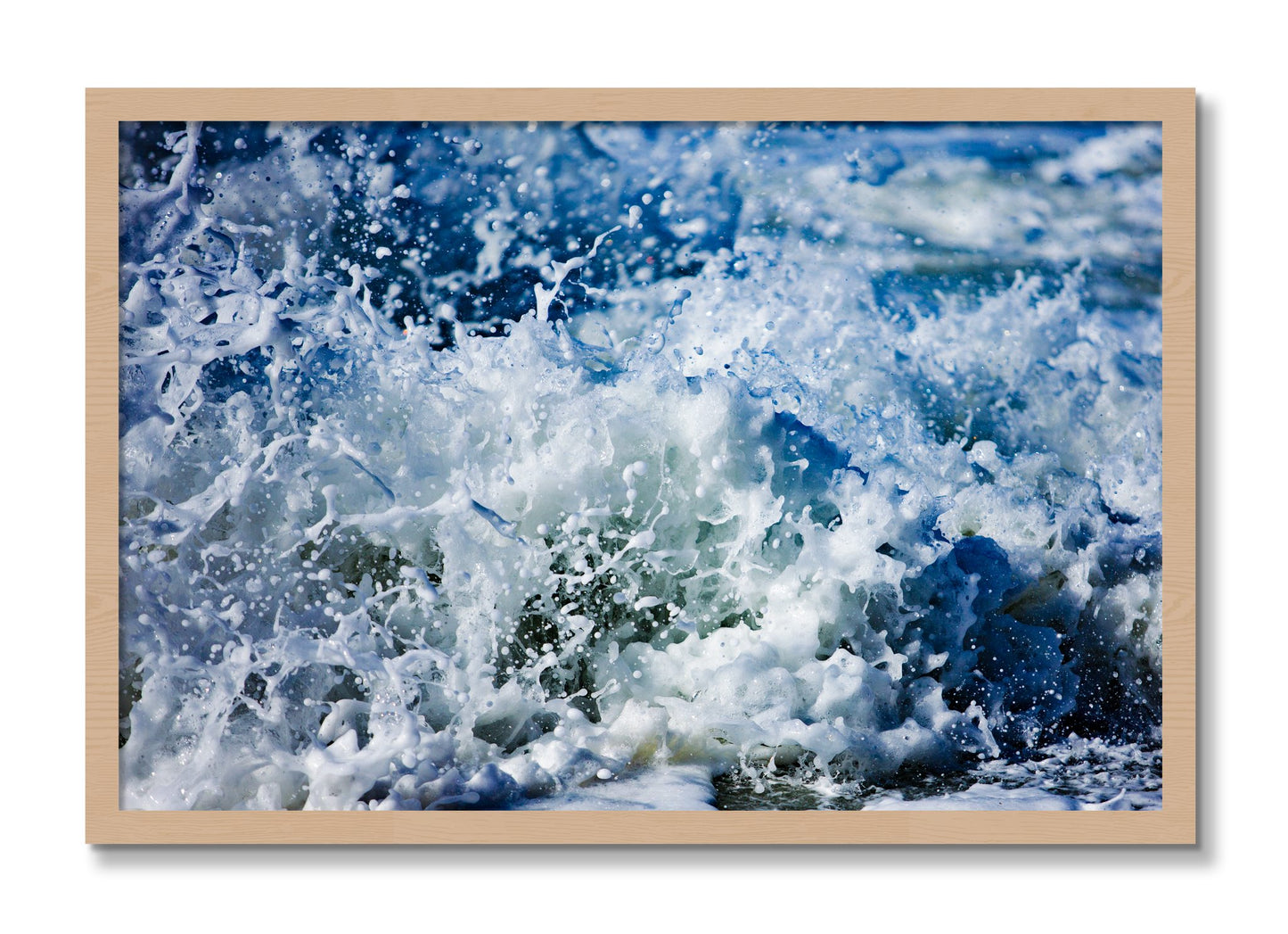 Framed photograph of Salt Splash by Dylan Ozanich, Oak frame, Full Bleed