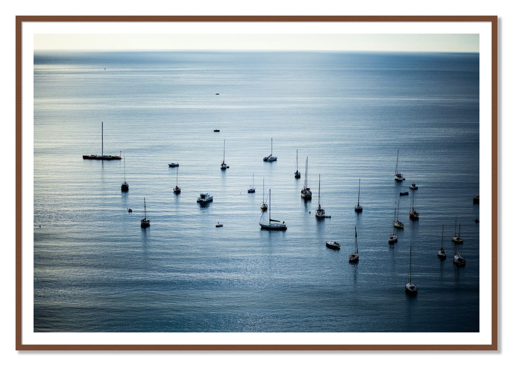 Sea Scape by Dylan Ozanich, 48×72 print with a White Border in a Walnut frame