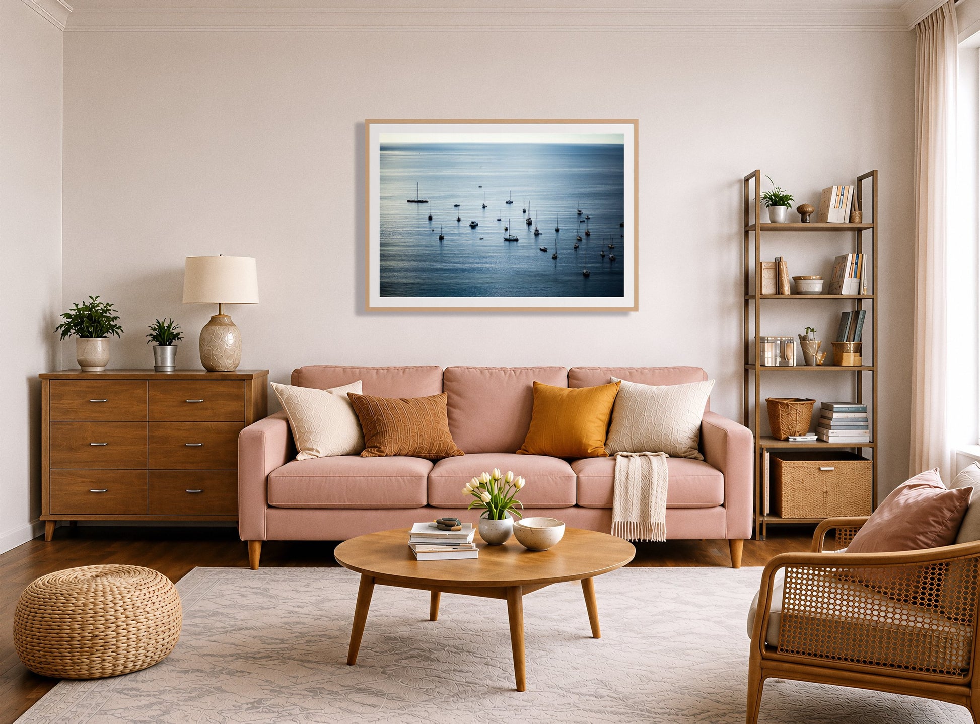 Framed photograph of Sea Scape by Dylan Ozanich displayed on a wall