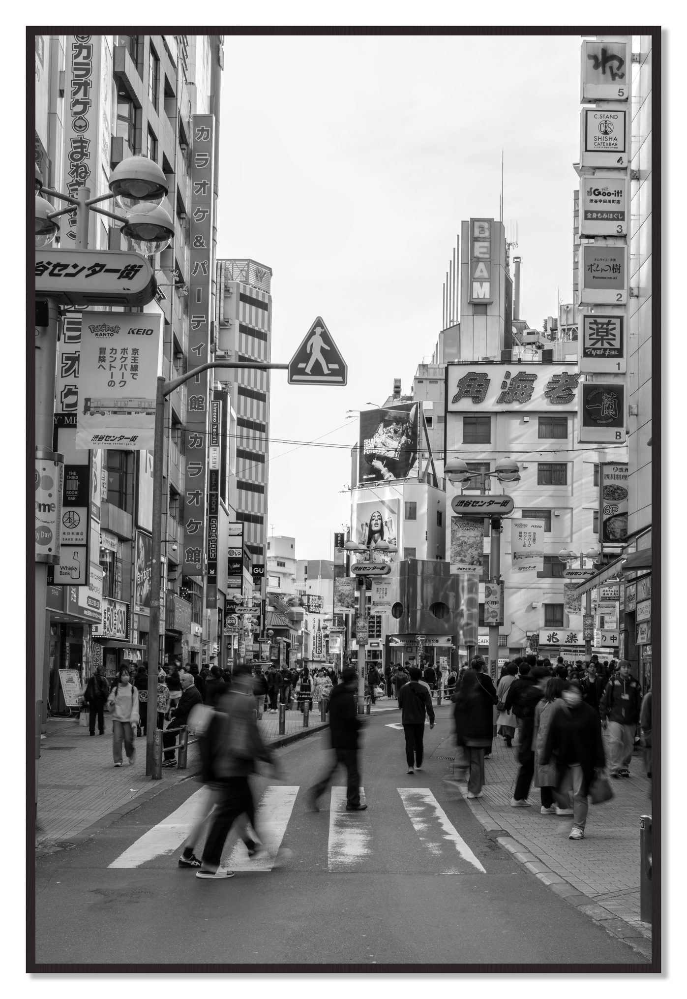 Shibuya by Dylan Ozanich, 48×72 Full Bleed Print in a Black Walnut frame