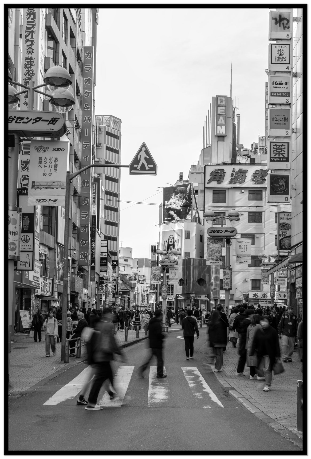 Shibuya by Dylan Ozanich, 48×72 Full Bleed Print in a Black frame