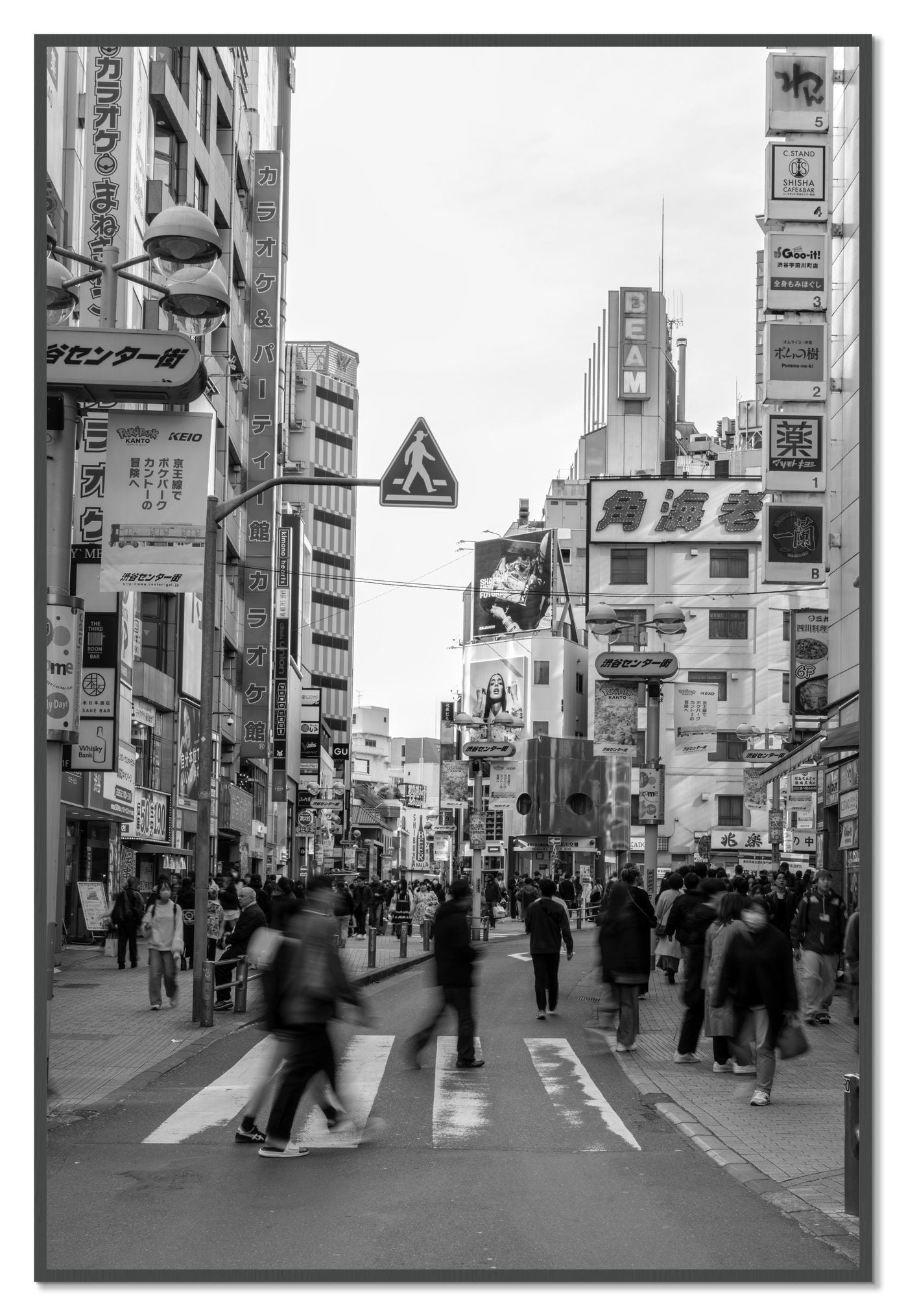 Shibuya by Dylan Ozanich, 48×72 Full Bleed Print in a Grey frame