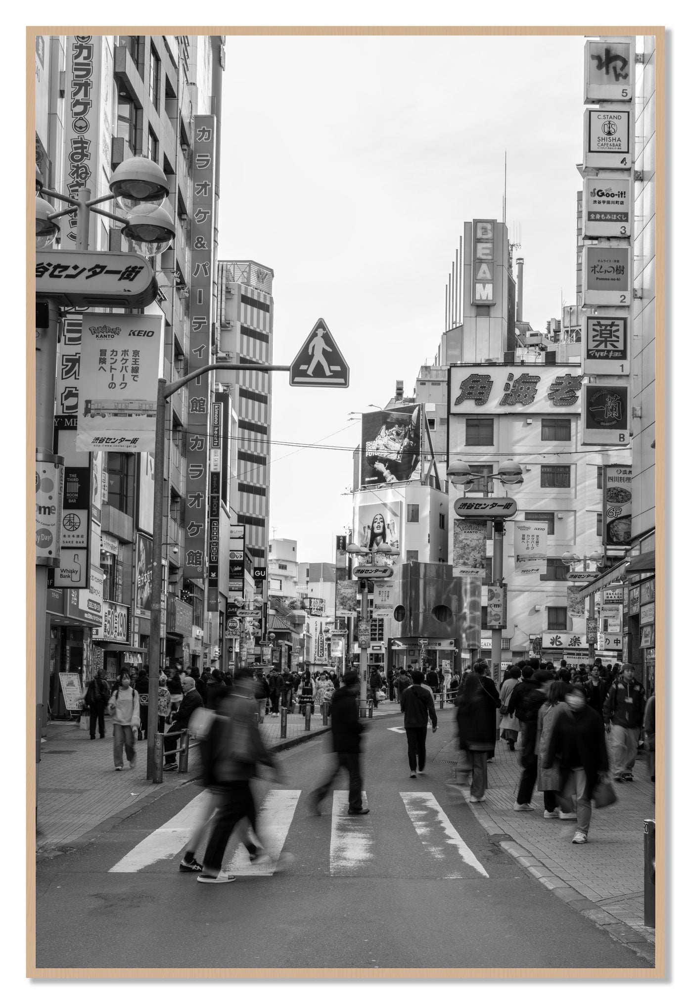 Shibuya by Dylan Ozanich, 48×72 Full Bleed Print in an Oak frame