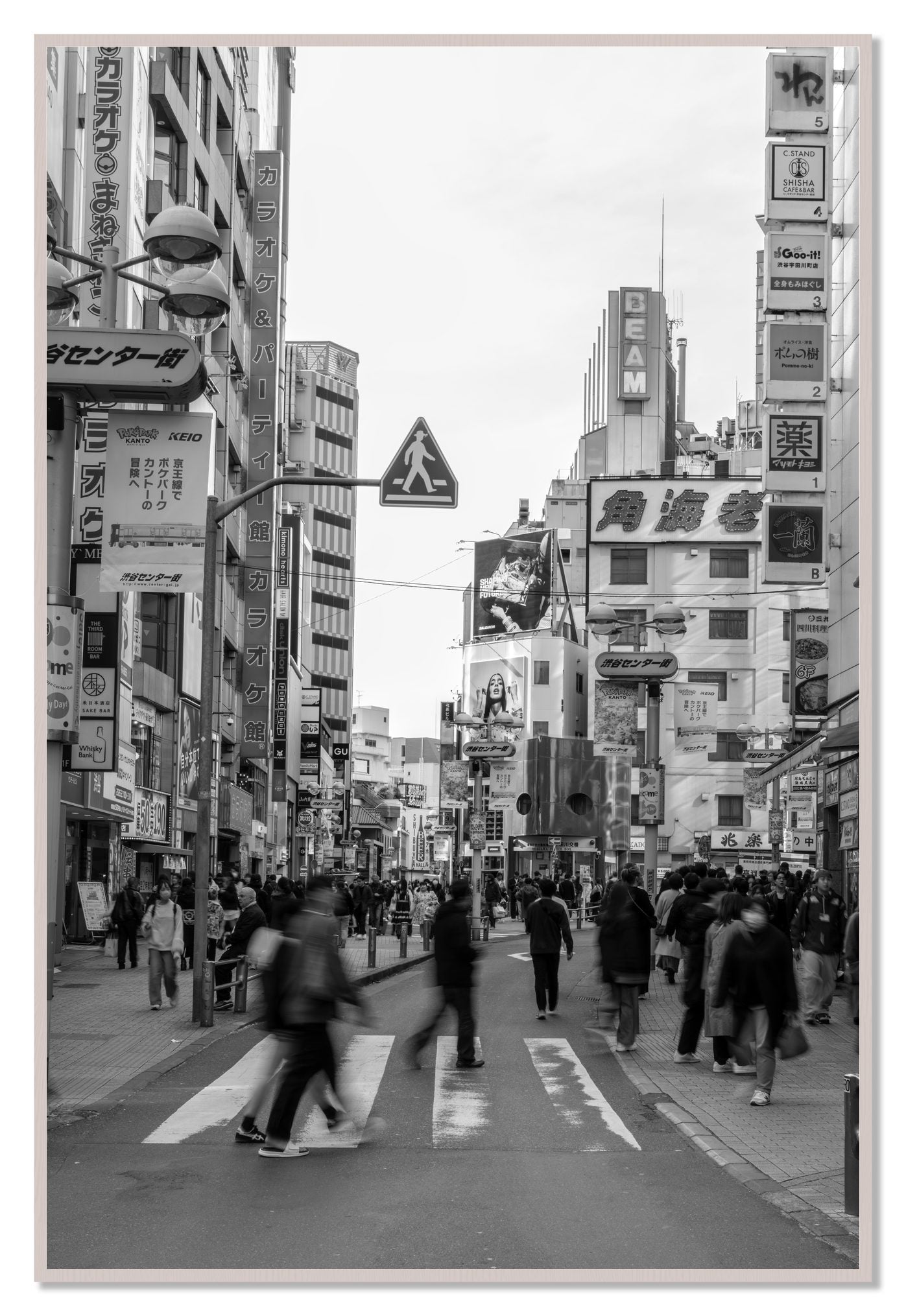 Shibuya by Dylan Ozanich, 48×72 Full Bleed Print in a White Maple frame