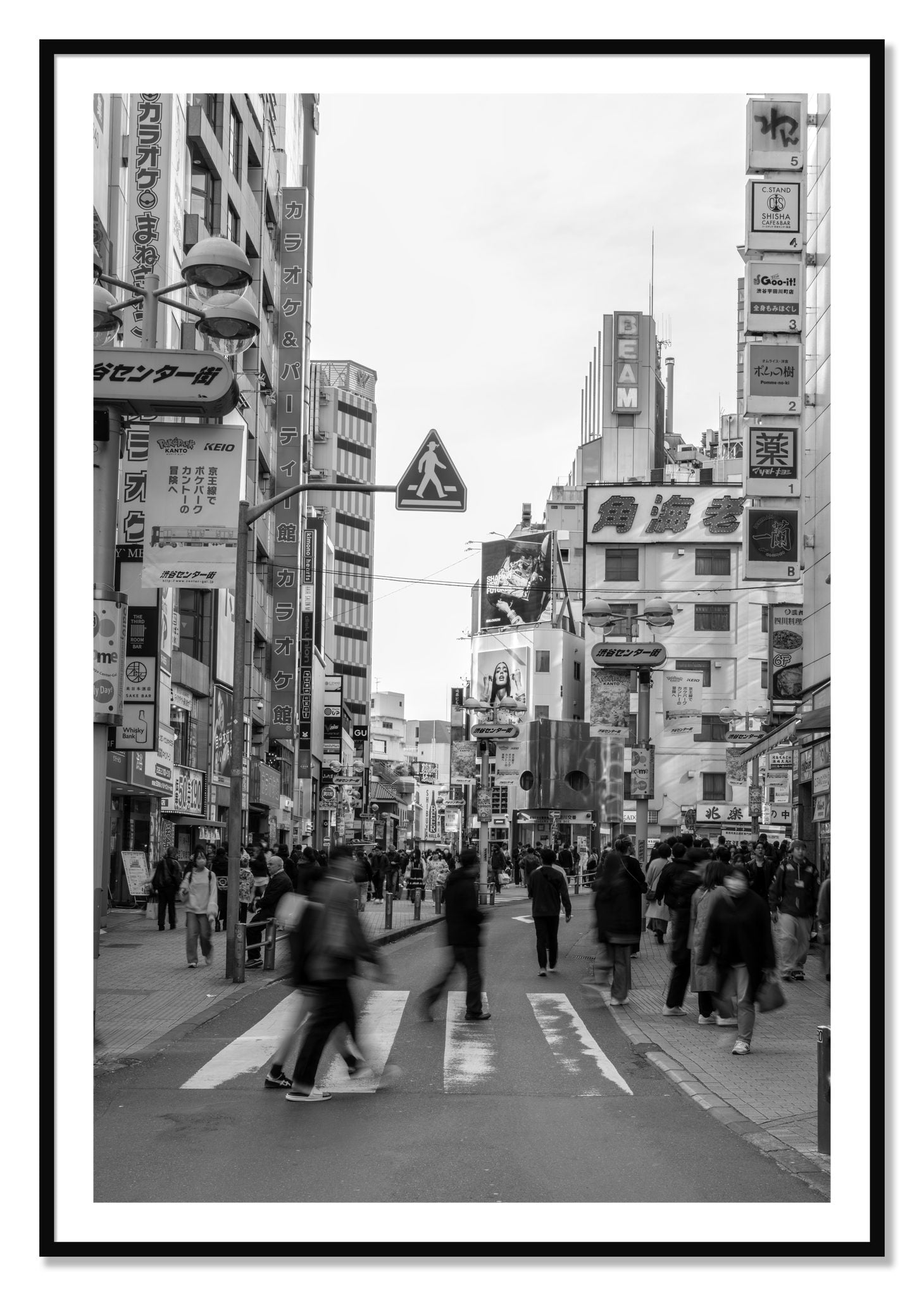 Framed photograph of Shibuya by Dylan Ozanich, Black frame, Borders