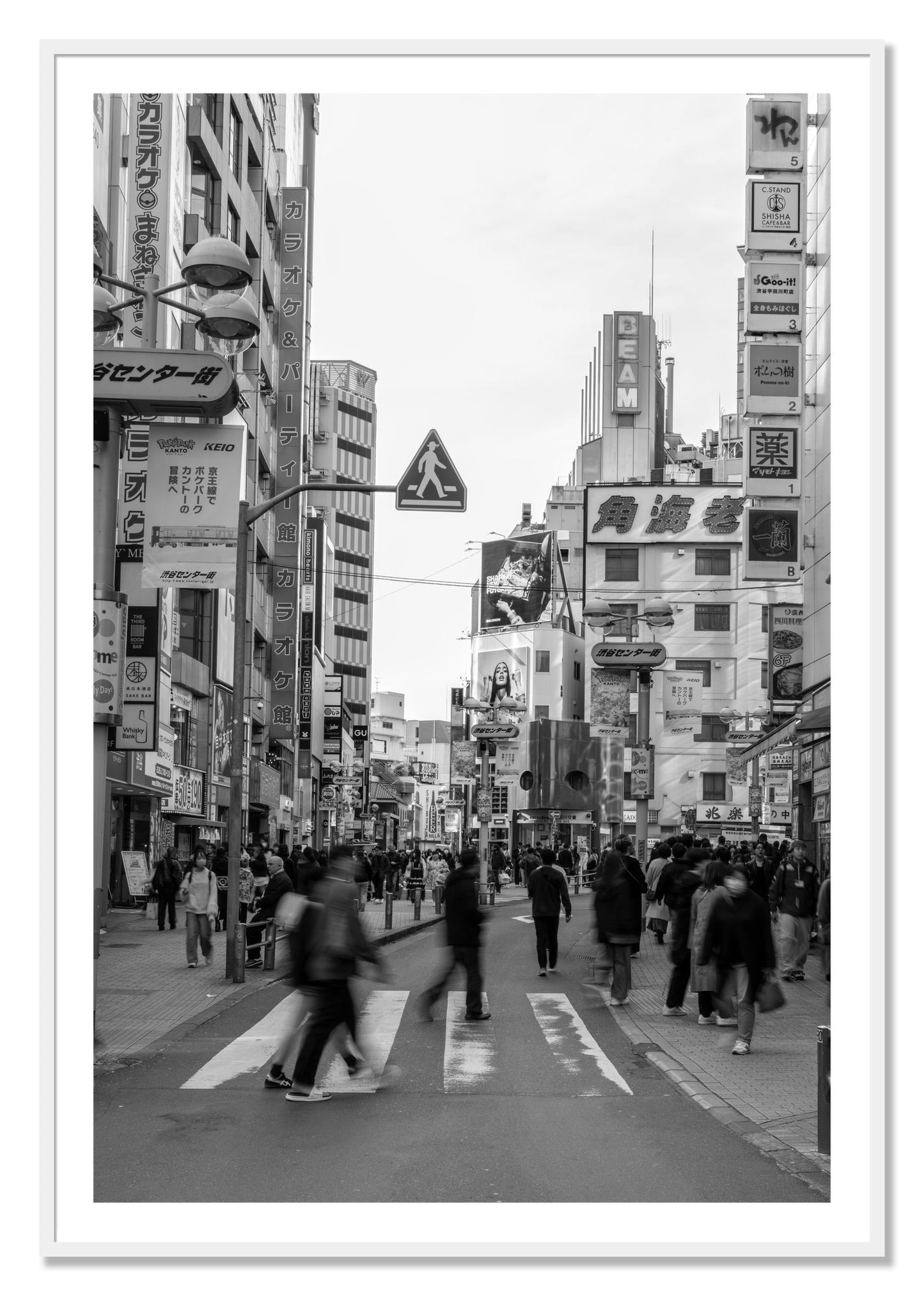 Framed photograph of Shibuya by Dylan Ozanich, White frame, Borders