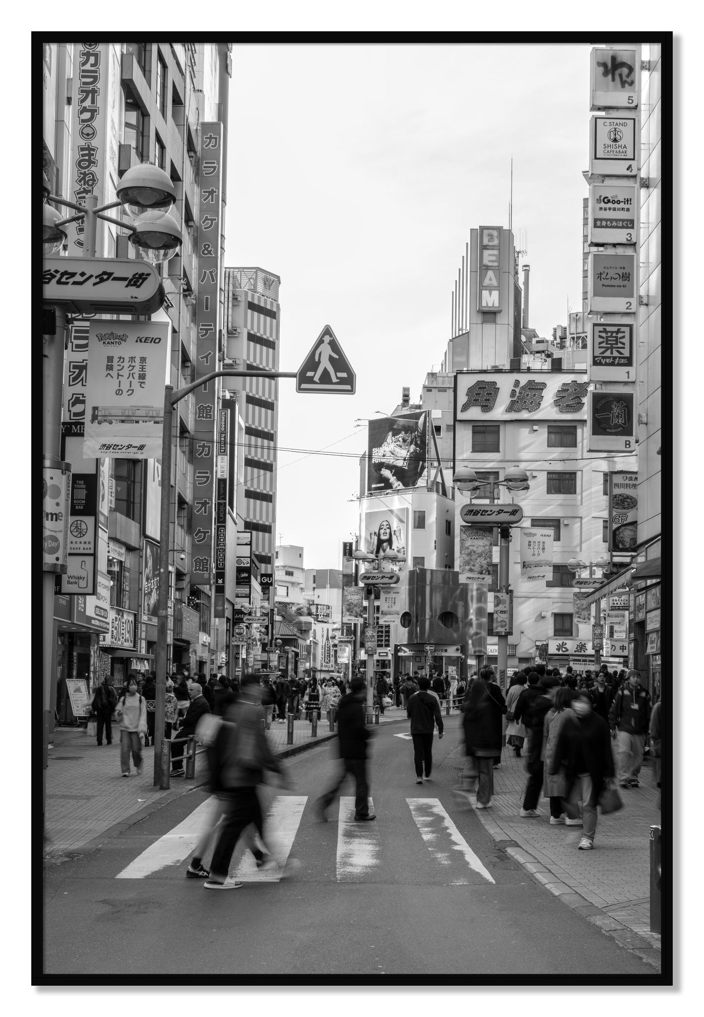 Framed photograph of Shibuya by Dylan Ozanich, Black frame, Full Bleed