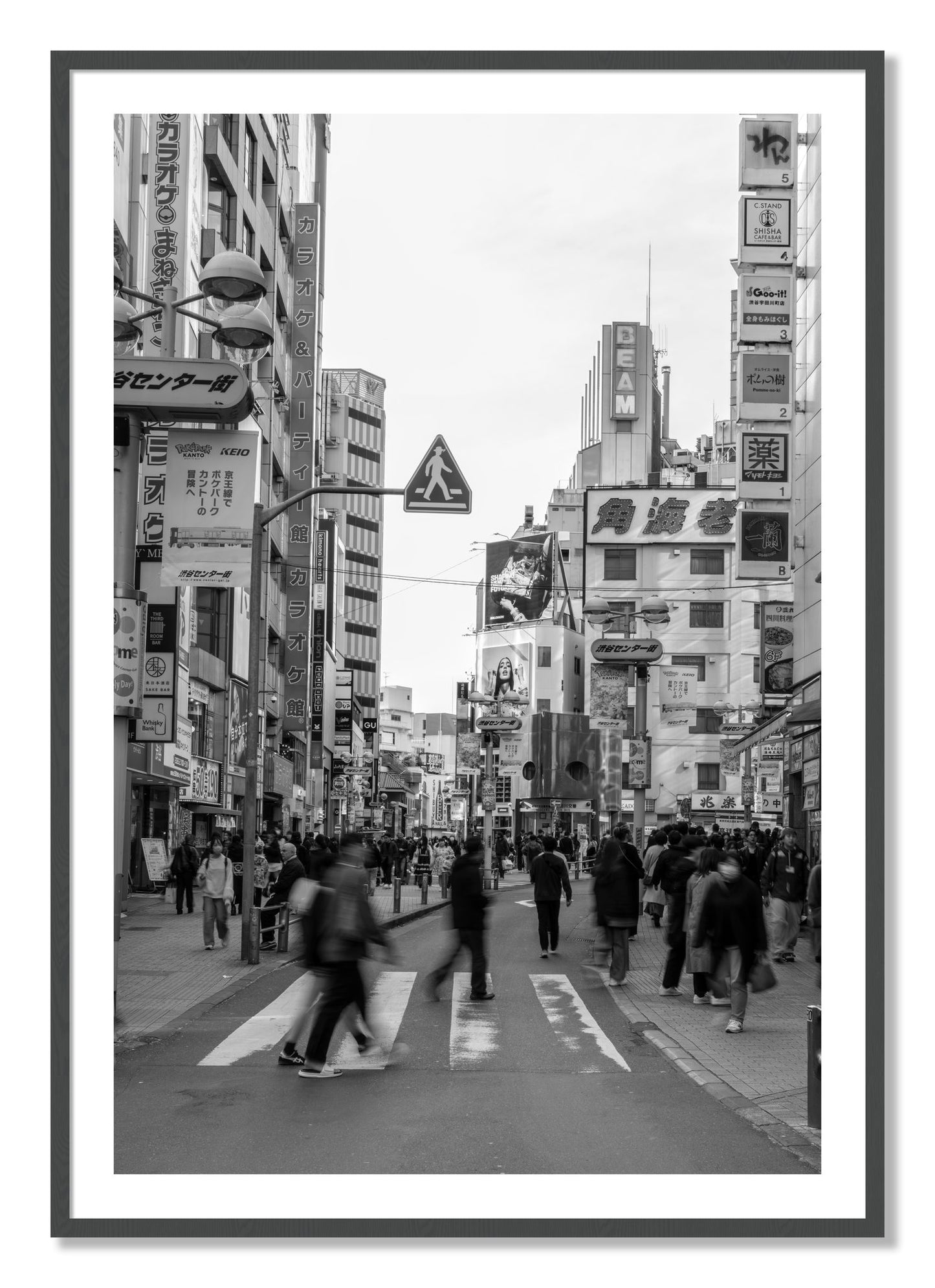Framed photograph of Shibuya by Dylan Ozanich, Grey frame, Borders
