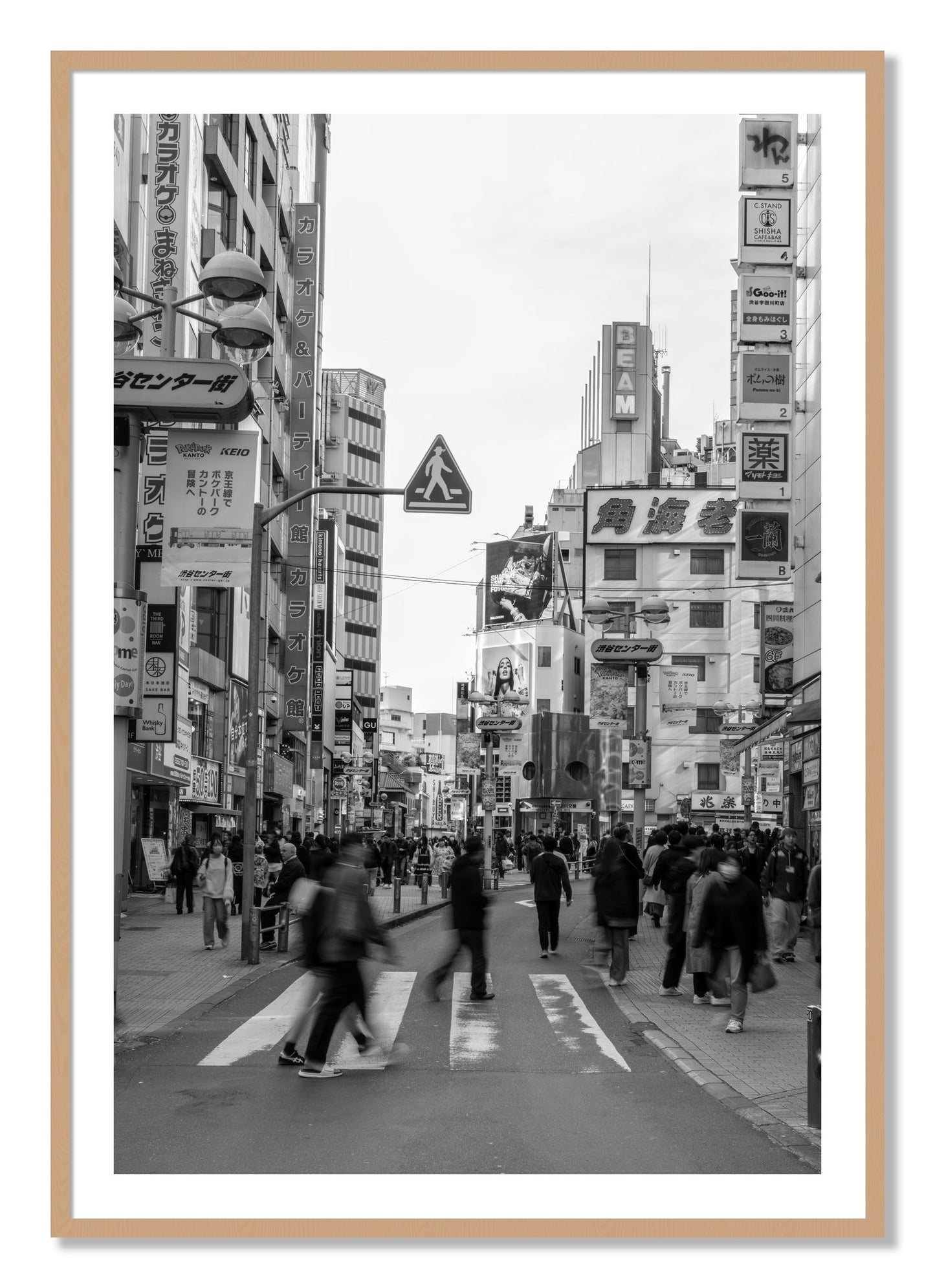 Framed photograph of Shibuya by Dylan Ozanich, Oak frame, Borders