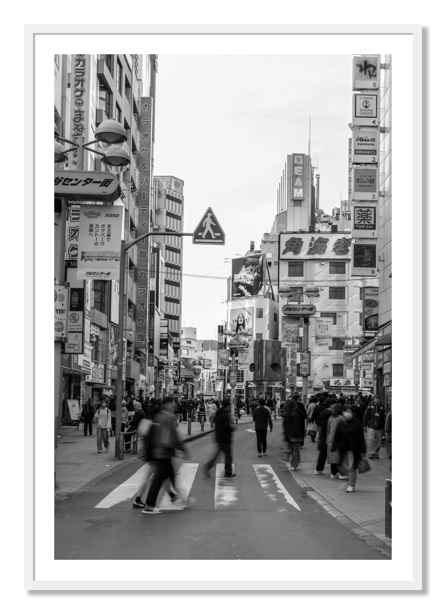 Framed photograph of Shibuya by Dylan Ozanich, White frame, Borders