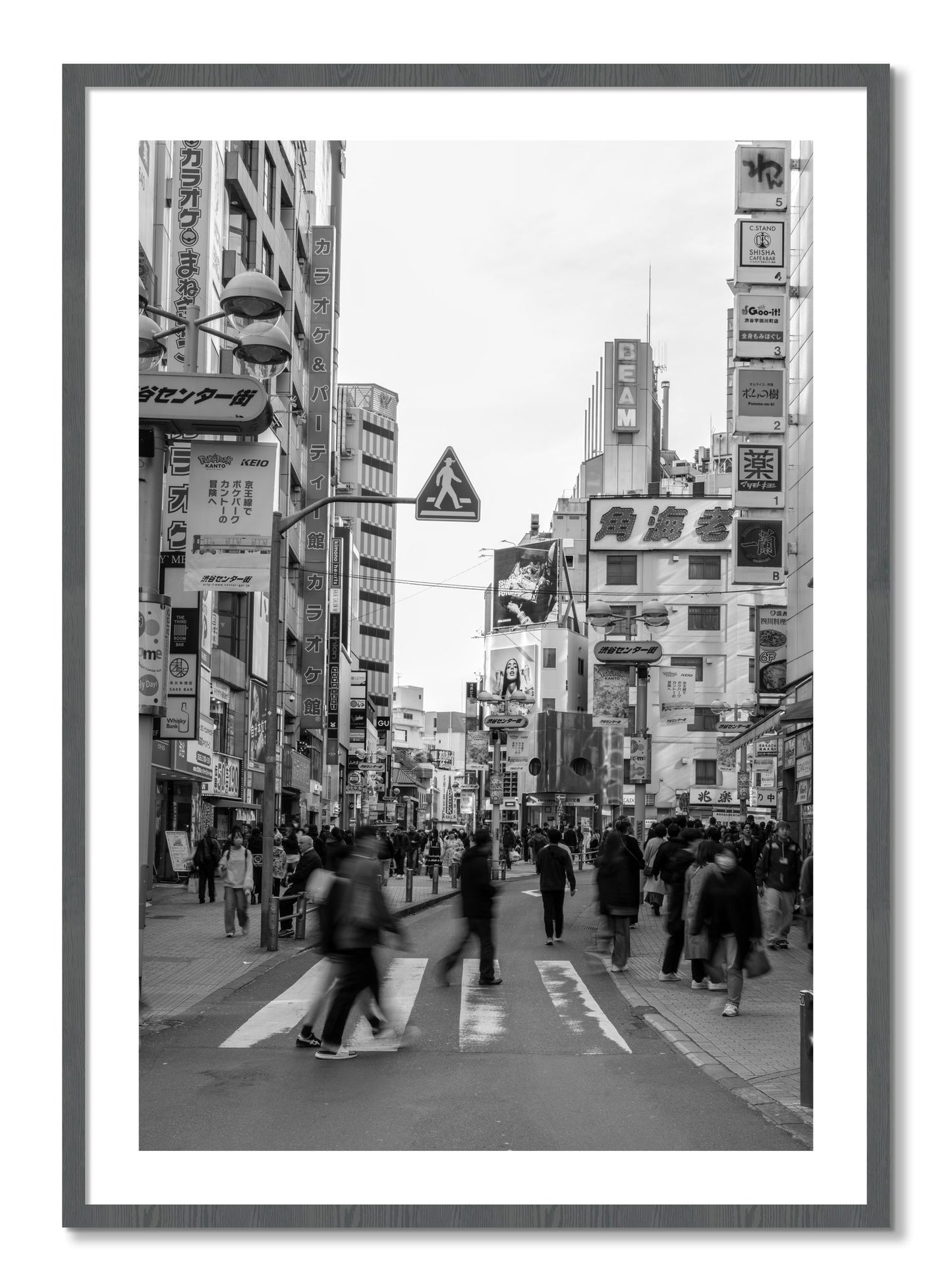 Framed photograph of Shibuya by Dylan Ozanich, Grey frame, Borders