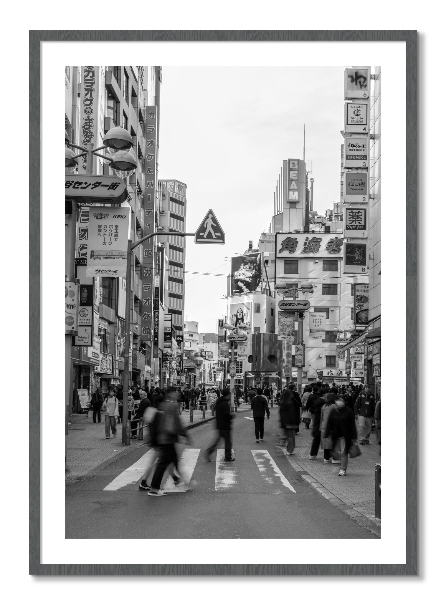 Framed photograph of Shibuya by Dylan Ozanich, Grey frame, Borders