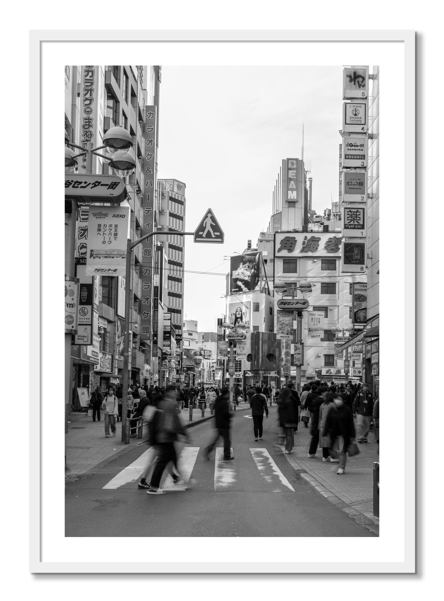 Framed photograph of Shibuya by Dylan Ozanich, White frame, Borders