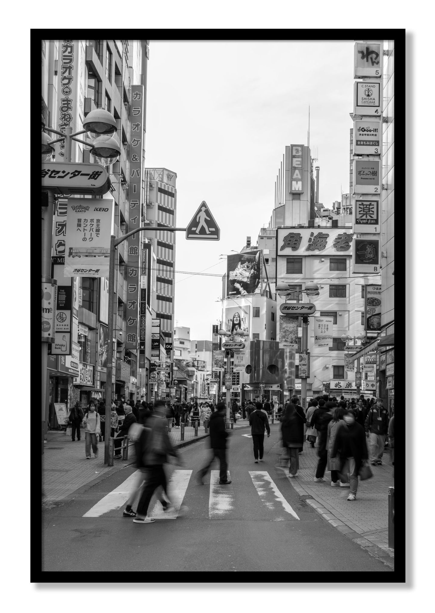 Framed photograph of Shibuya by Dylan Ozanich, Black frame, Full Bleed