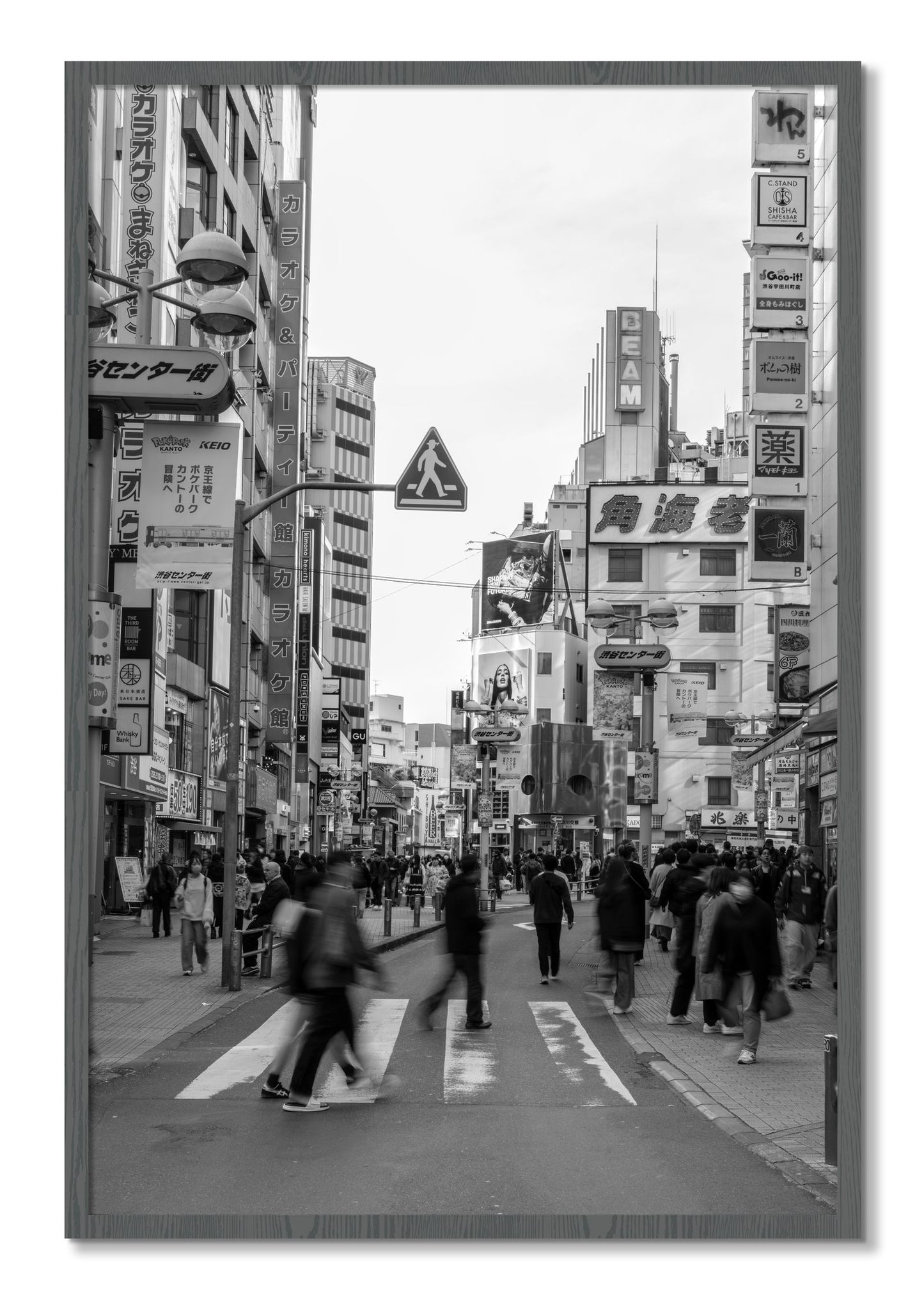 Framed photograph of Shibuya by Dylan Ozanich, Grey frame, Full Bleed