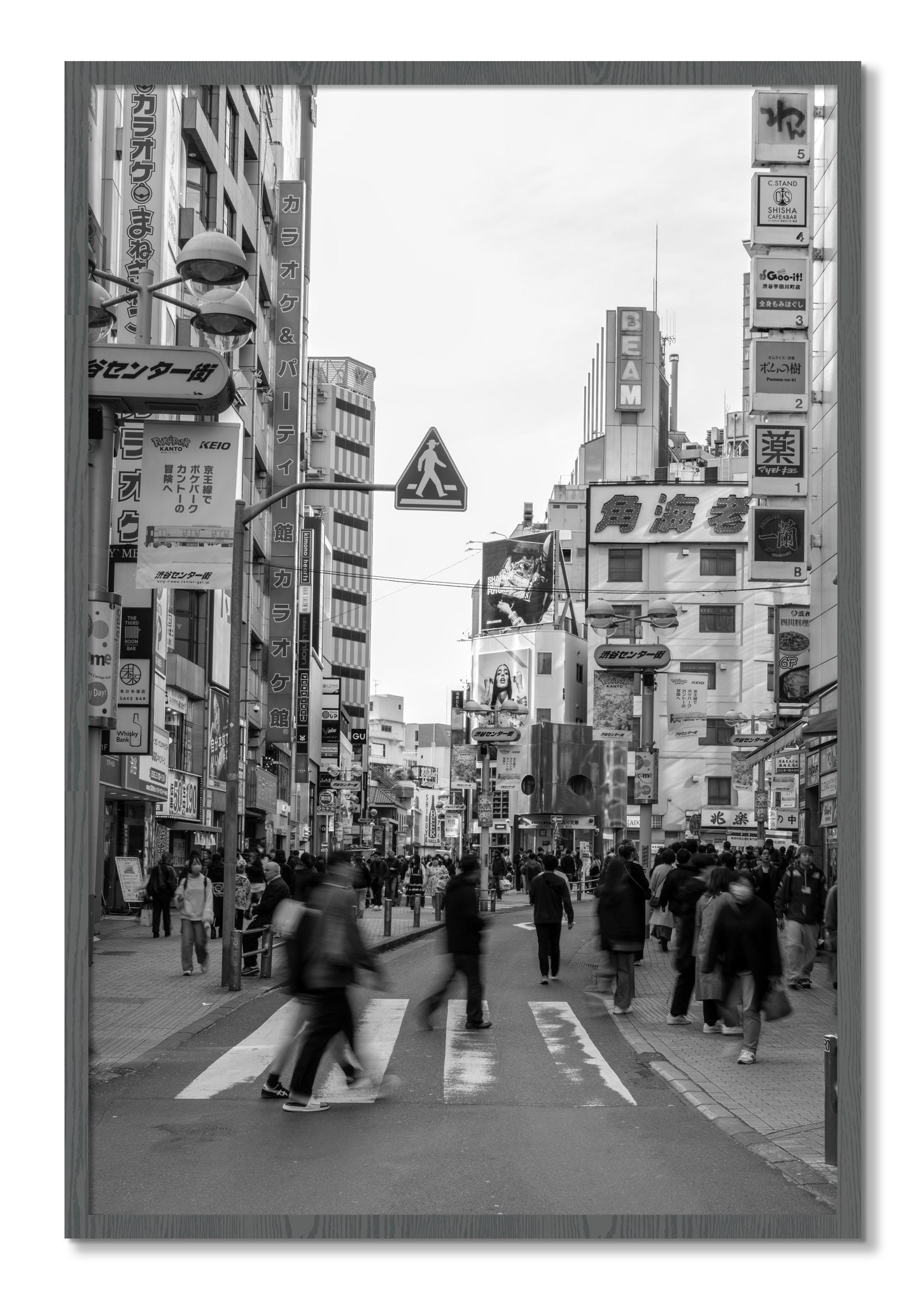 Framed photograph of Shibuya by Dylan Ozanich, Grey frame, Full Bleed