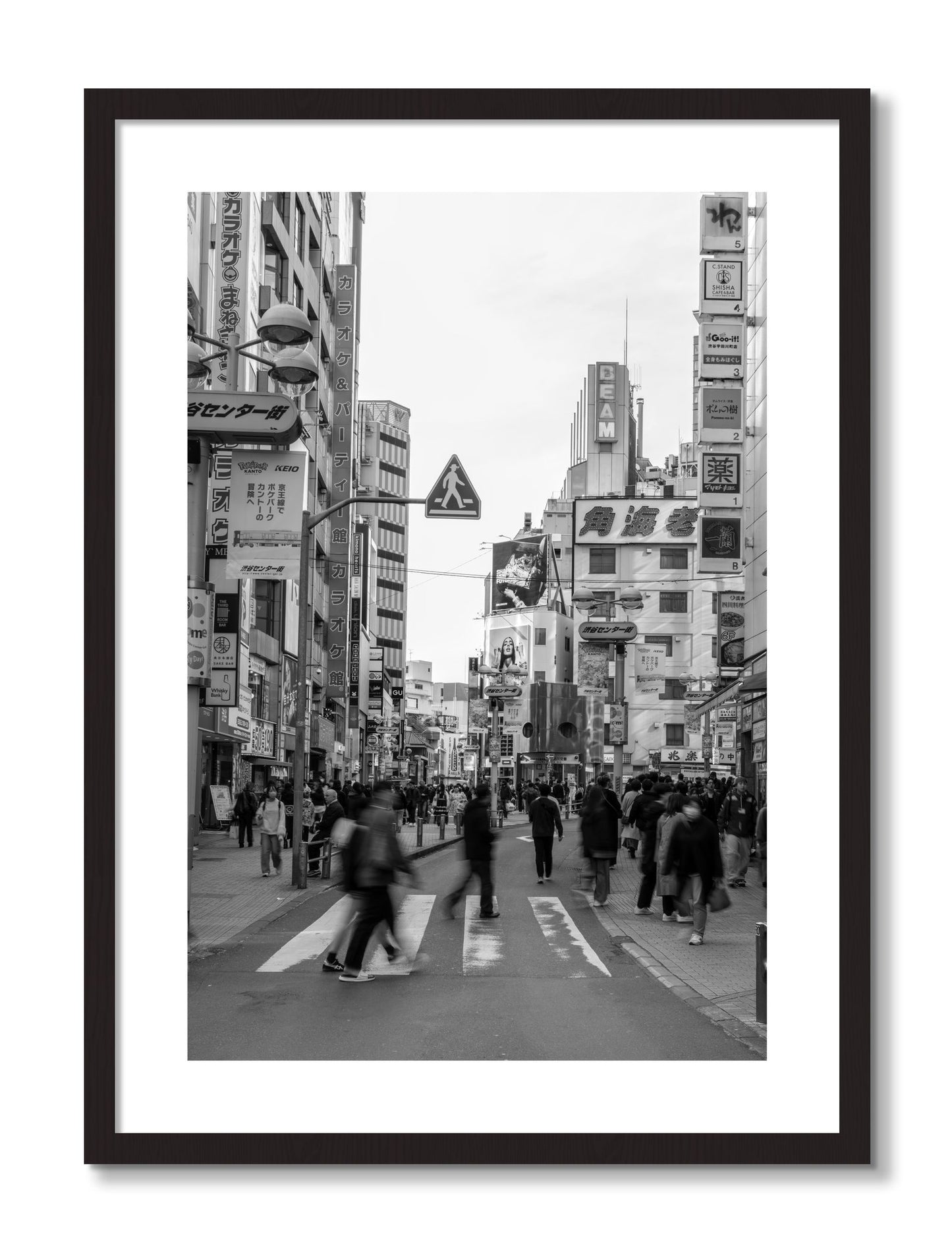 Framed photograph of Shibuya by Dylan Ozanich, Black frame, Borders