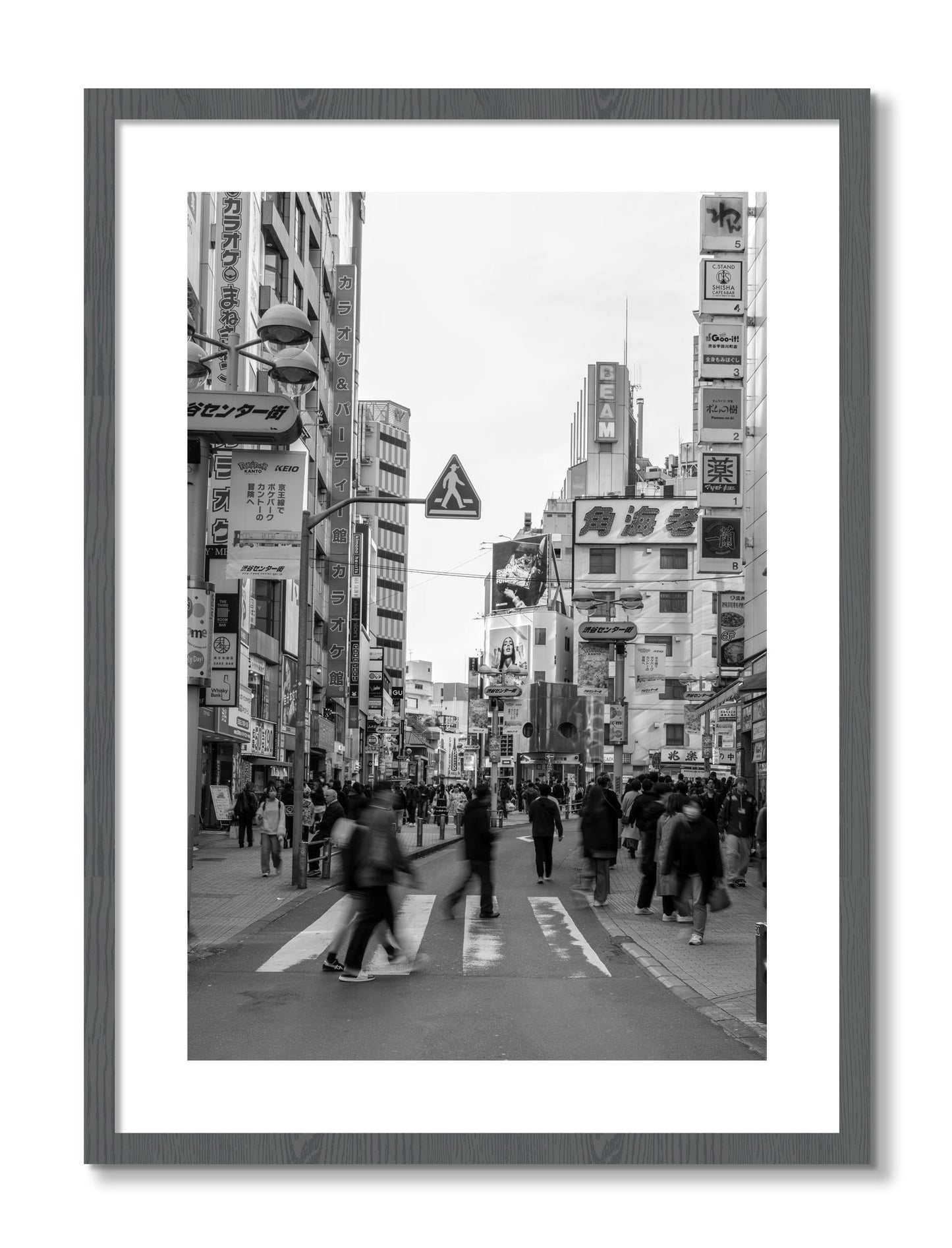 Framed photograph of Shibuya by Dylan Ozanich, Grey frame, Borders