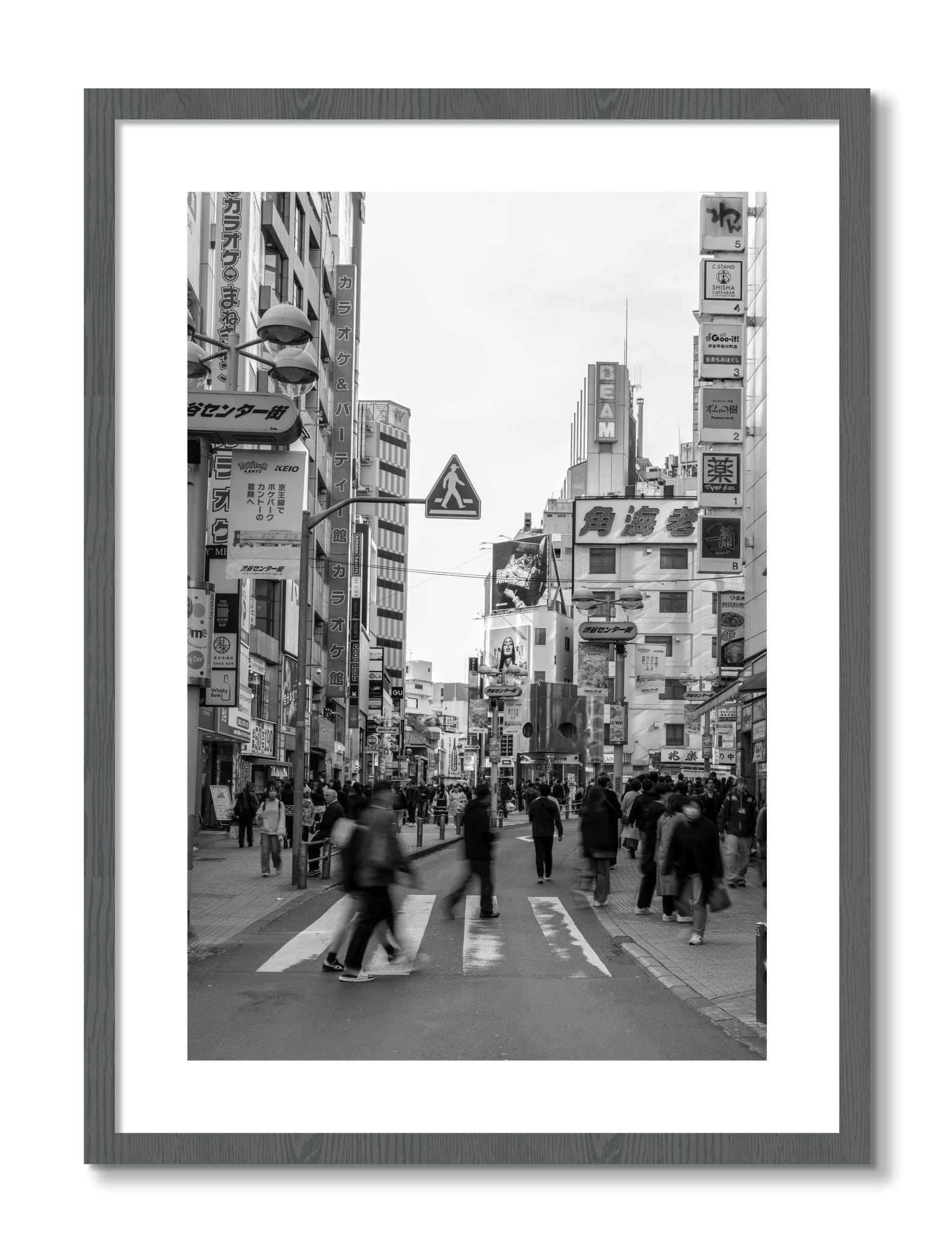 Framed photograph of Shibuya by Dylan Ozanich, Grey frame, Borders