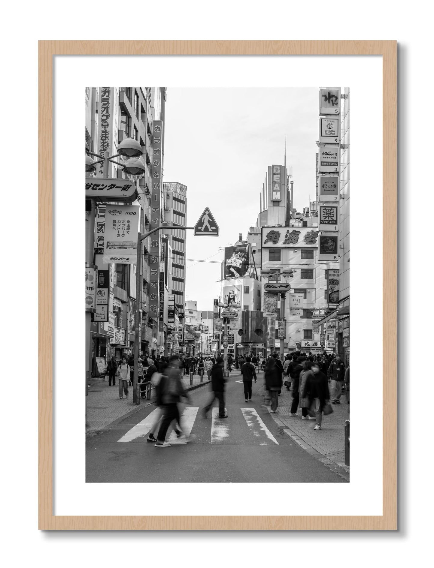 Framed photograph of Shibuya by Dylan Ozanich, Oak frame, Borders