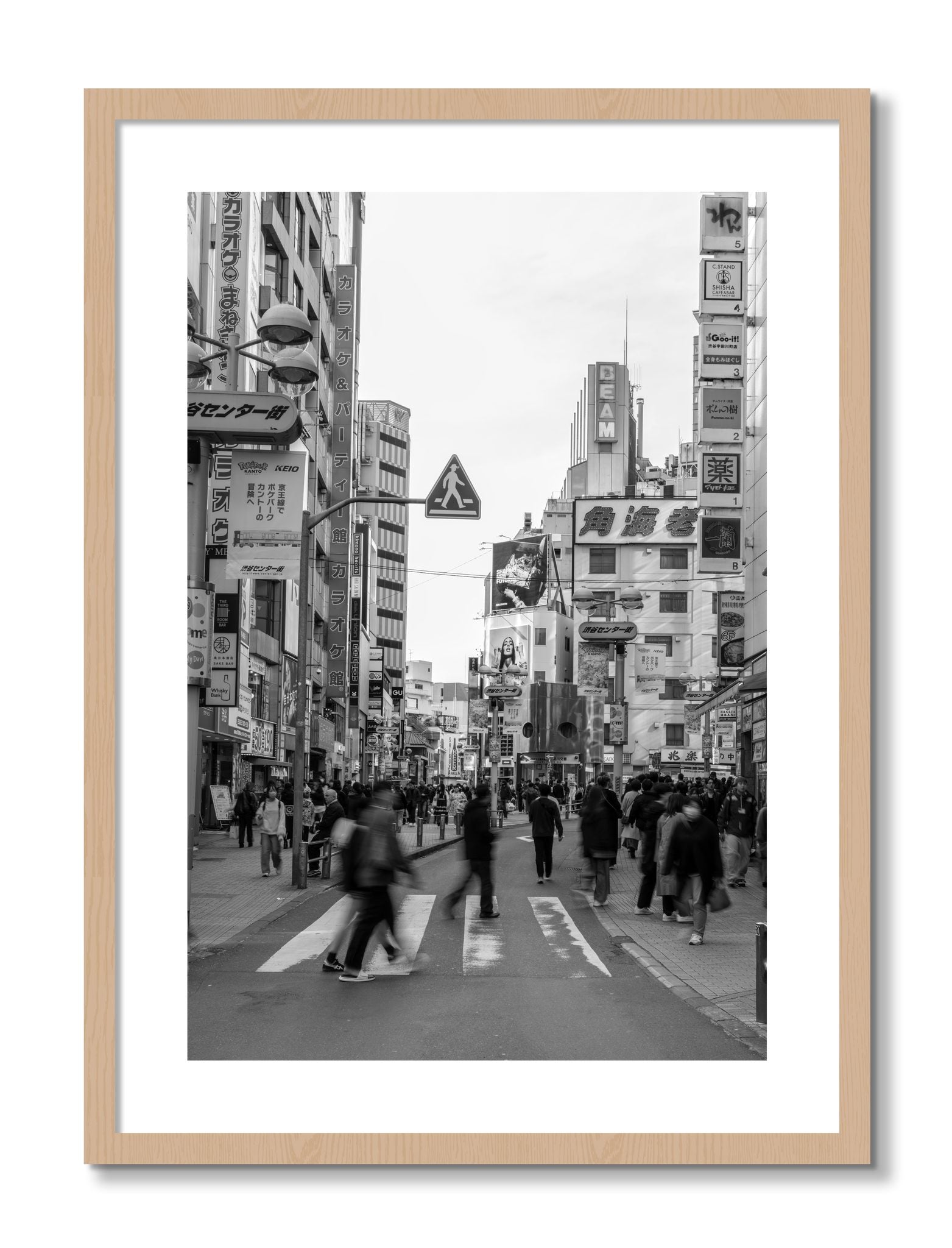 Framed photograph of Shibuya by Dylan Ozanich, Oak frame, Borders