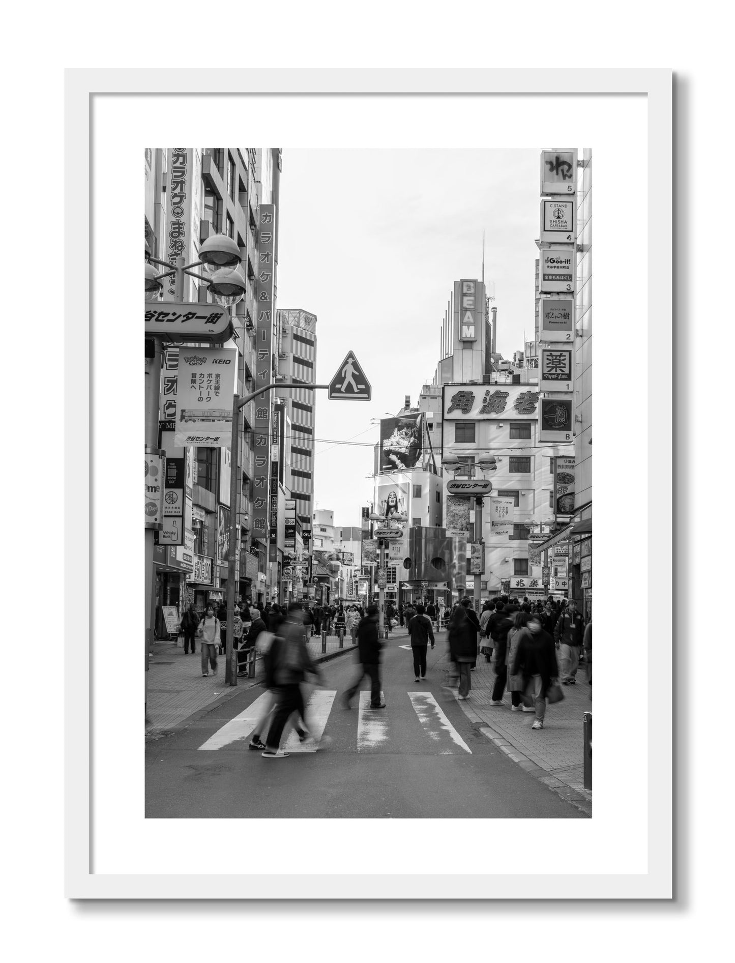 Framed photograph of Shibuya by Dylan Ozanich, White frame, Borders