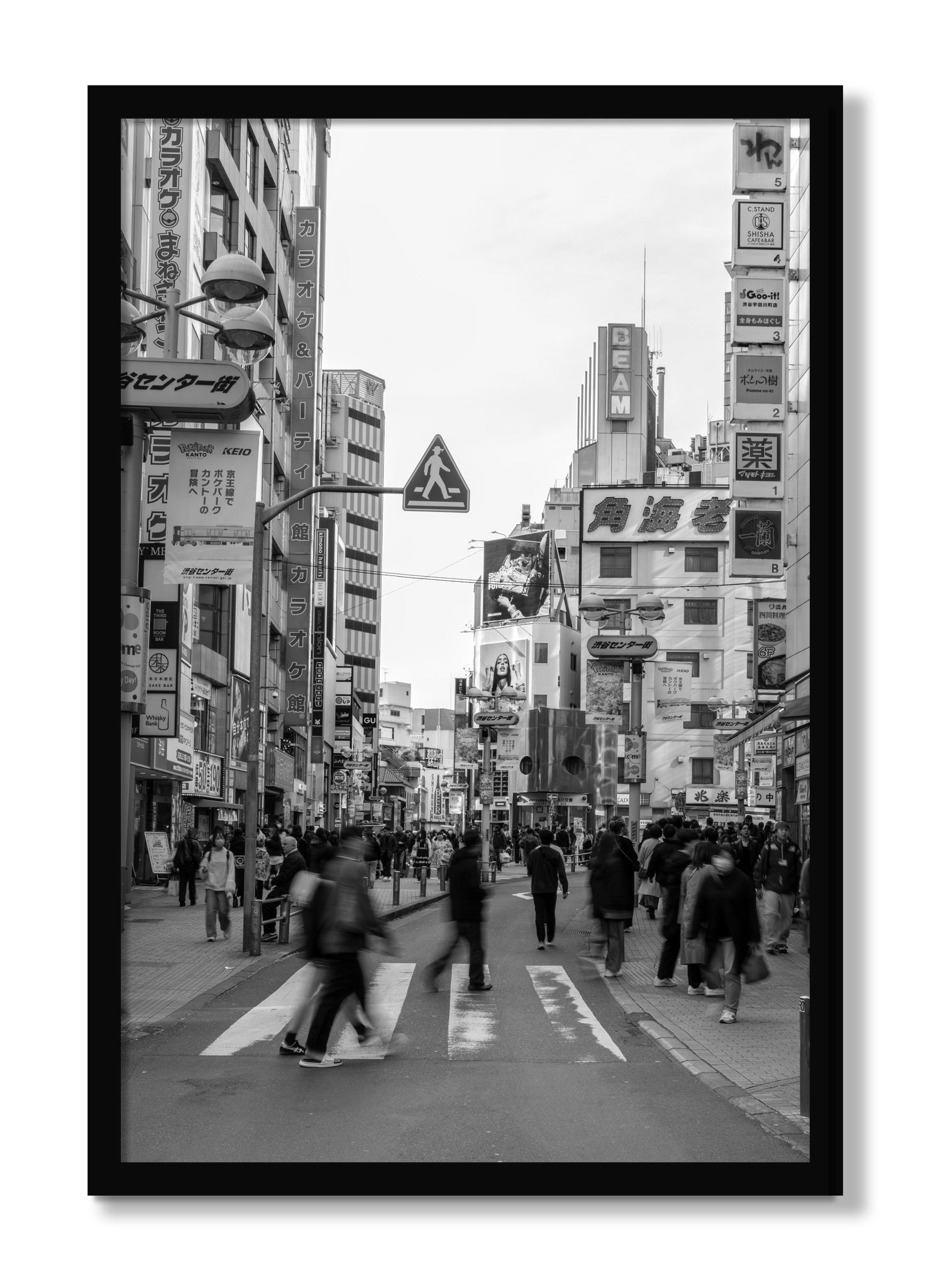 Framed photograph of Shibuya by Dylan Ozanich, Black frame, Full Bleed