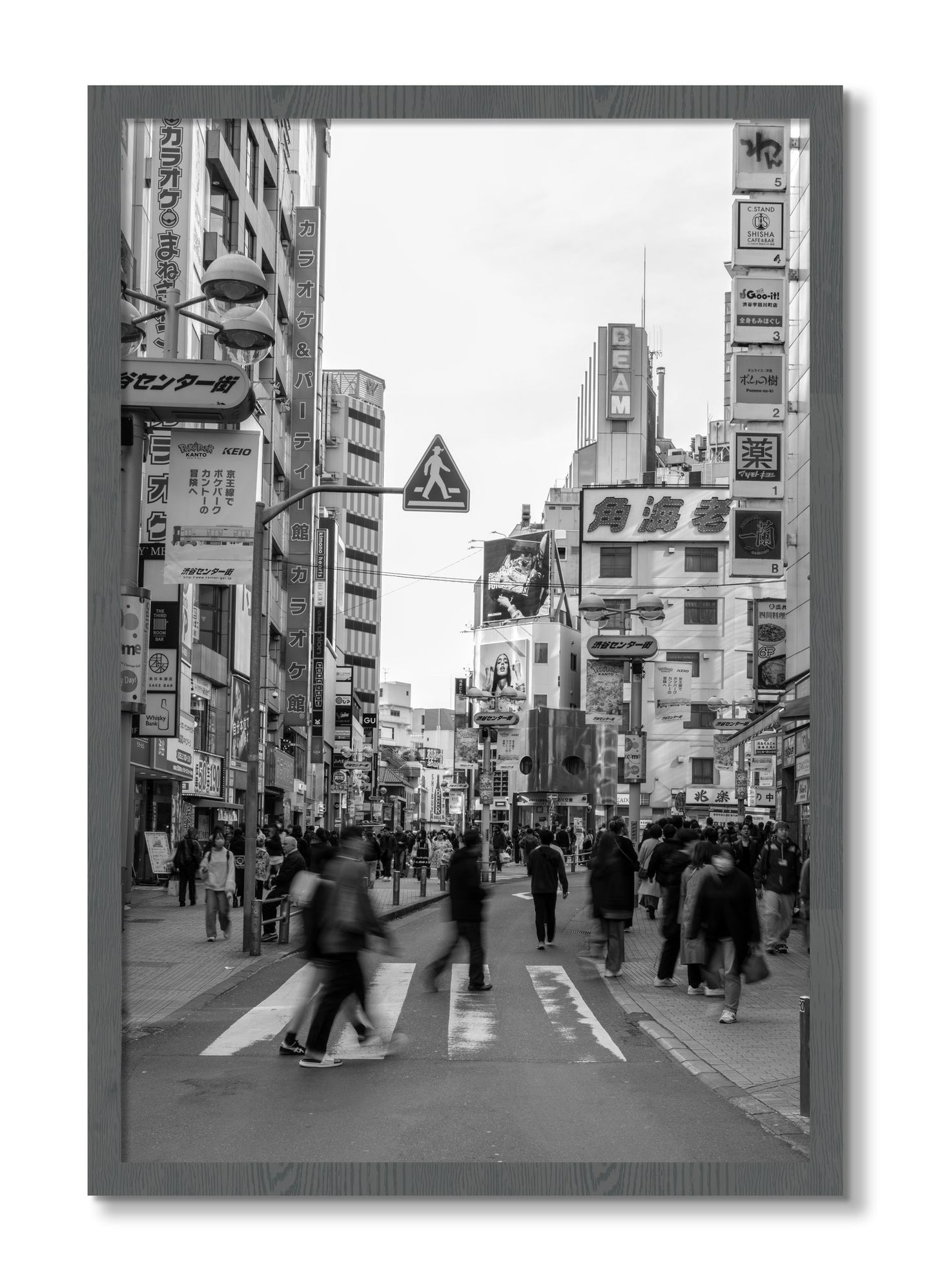 Framed photograph of Shibuya by Dylan Ozanich, Grey frame, Full Bleed