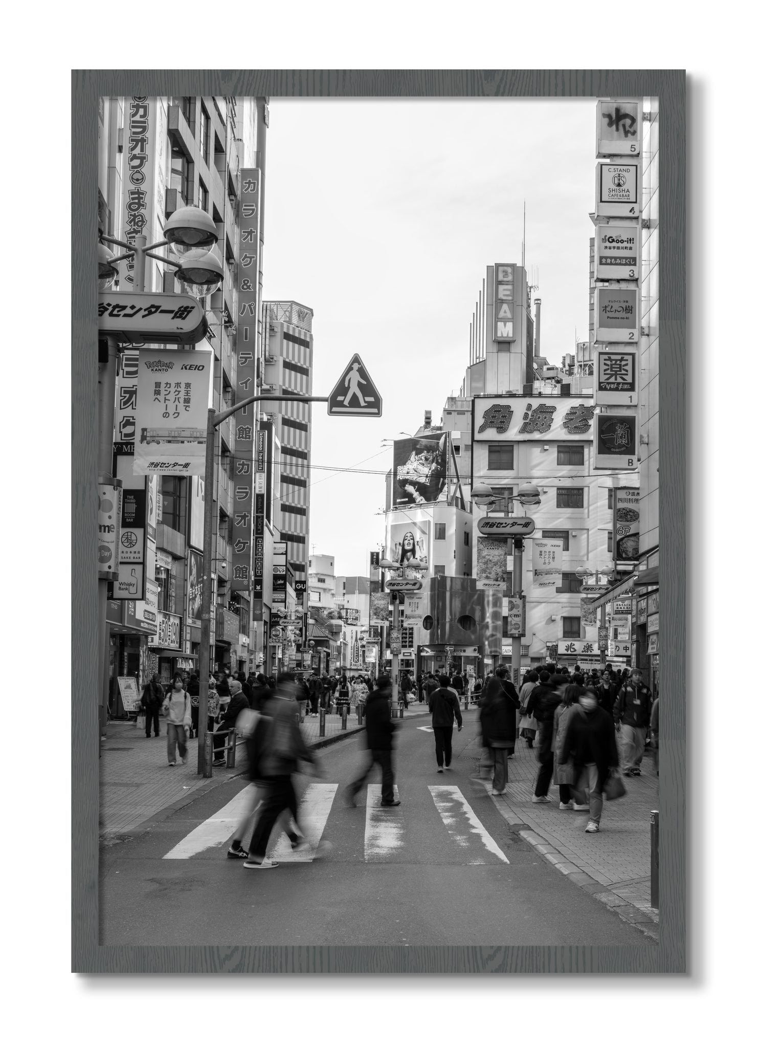 Framed photograph of Shibuya by Dylan Ozanich, Grey frame, Full Bleed