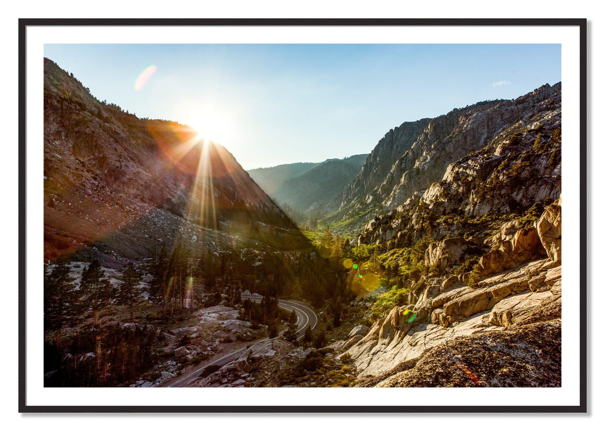 Sierra Nevadas by Dylan Ozanich, 40×60 print with a White Border in a Black Walnut frame