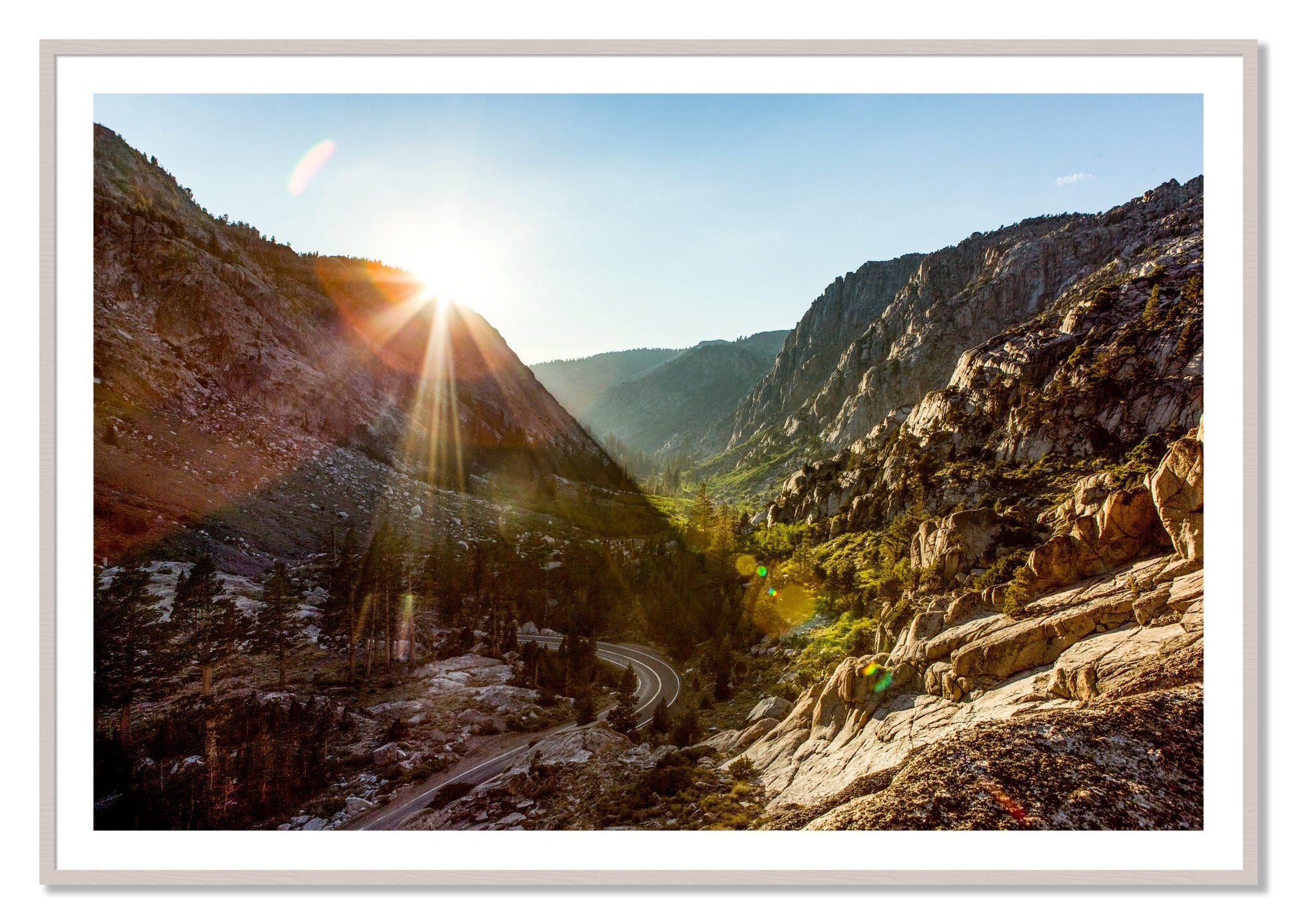Sierra Nevadas by Dylan Ozanich, 40×60 print with a White Border in a White Maple frame