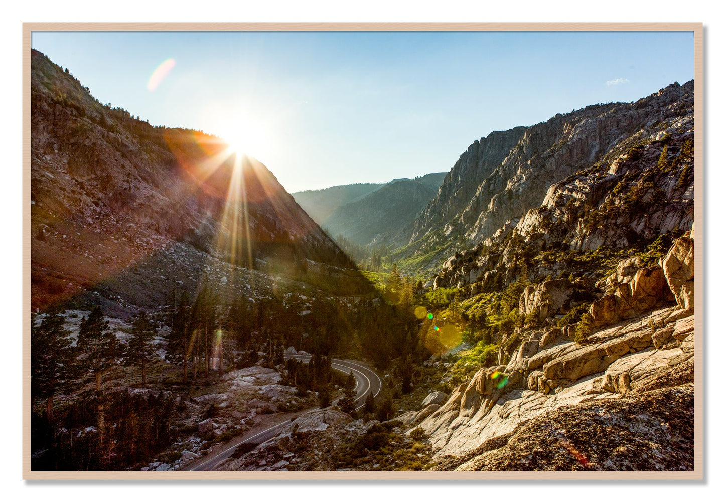 Sierra Nevadas by Dylan Ozanich, 40×60 Full Bleed Print in a Maple frame