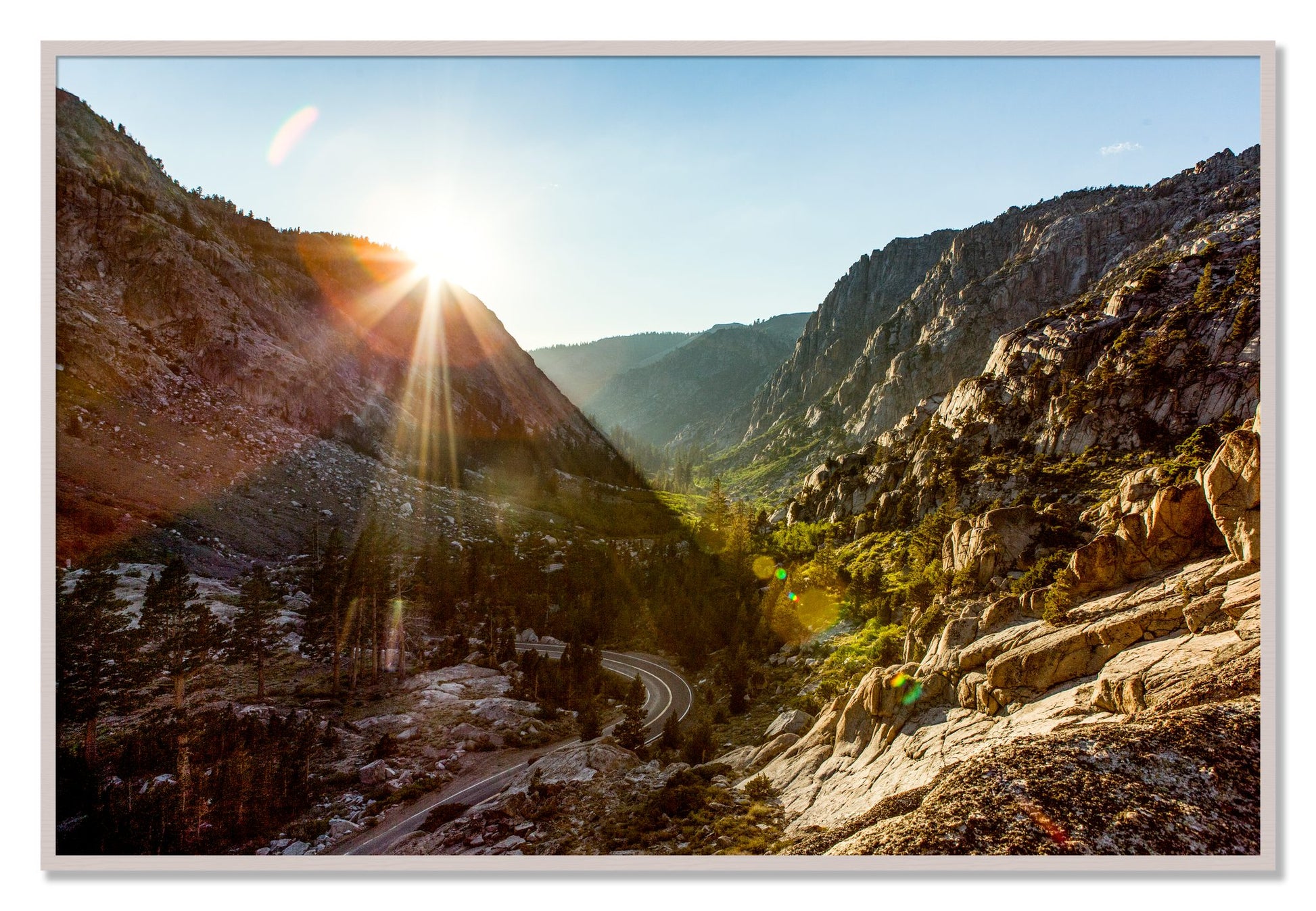 Sierra Nevadas by Dylan Ozanich, 40×60 Full Bleed Print in a White Maple frame