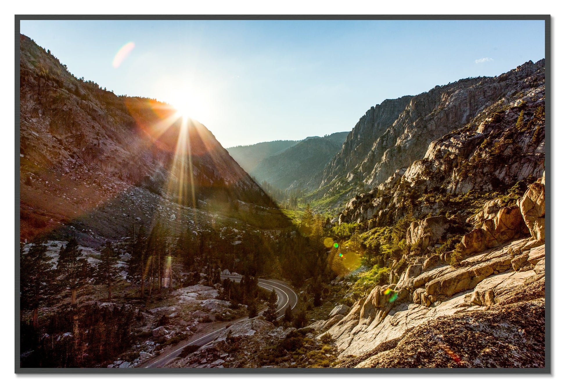 Sierra Nevadas by Dylan Ozanich, 48×72 Full Bleed Print in a Grey frame