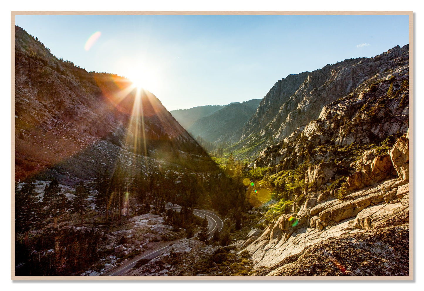 Sierra Nevadas by Dylan Ozanich, 48×72 Full Bleed Print in a Maple frame