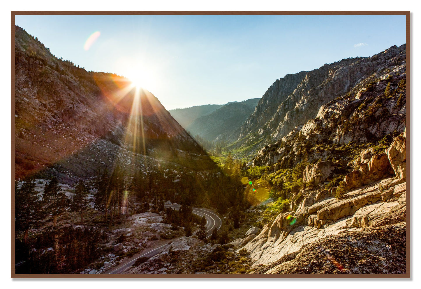 Sierra Nevadas by Dylan Ozanich, 48×72 Full Bleed Print in a Walnut frame