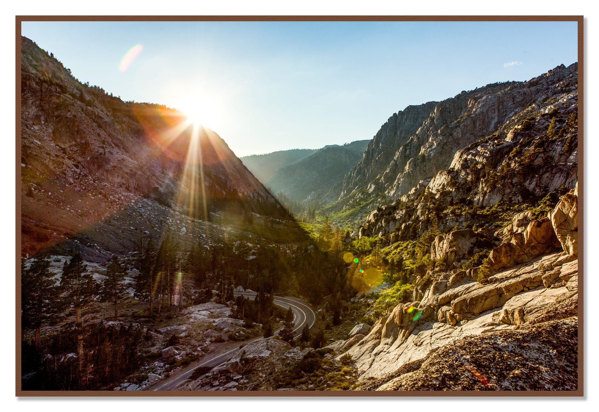 Sierra Nevadas by Dylan Ozanich, 48×72 Full Bleed Print in a Walnut frame