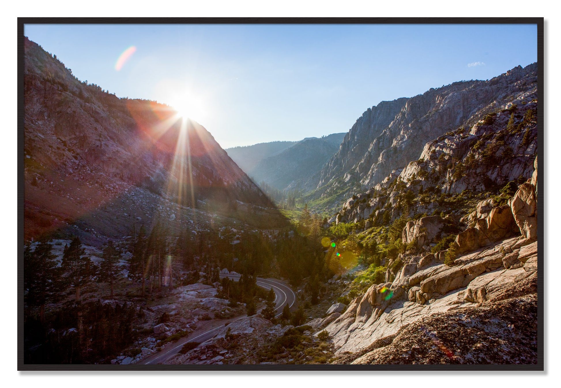 Framed photograph of Sierra Nevadas by Dylan Ozanich, Black Walnut frame, Full Bleed