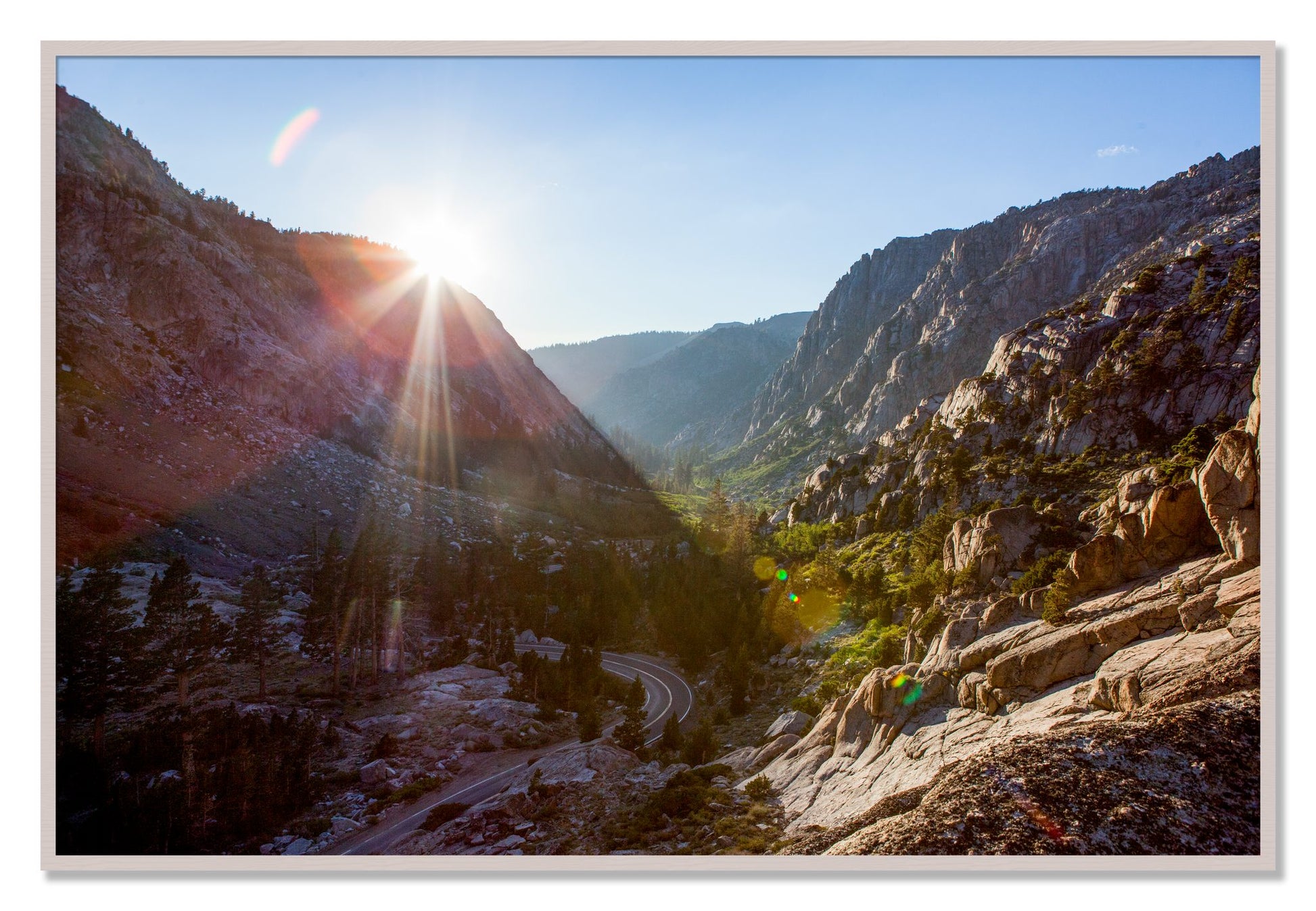 Framed photograph of Sierra Nevadas by Dylan Ozanich, White Maple frame, Full Bleed