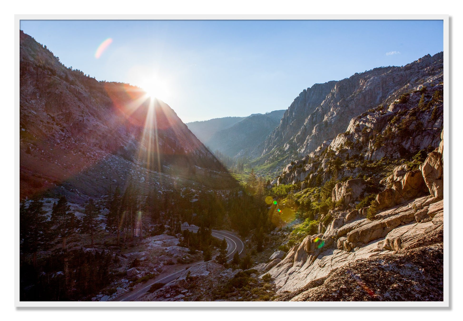 Framed photograph of Sierra Nevadas by Dylan Ozanich, White frame, Full Bleed