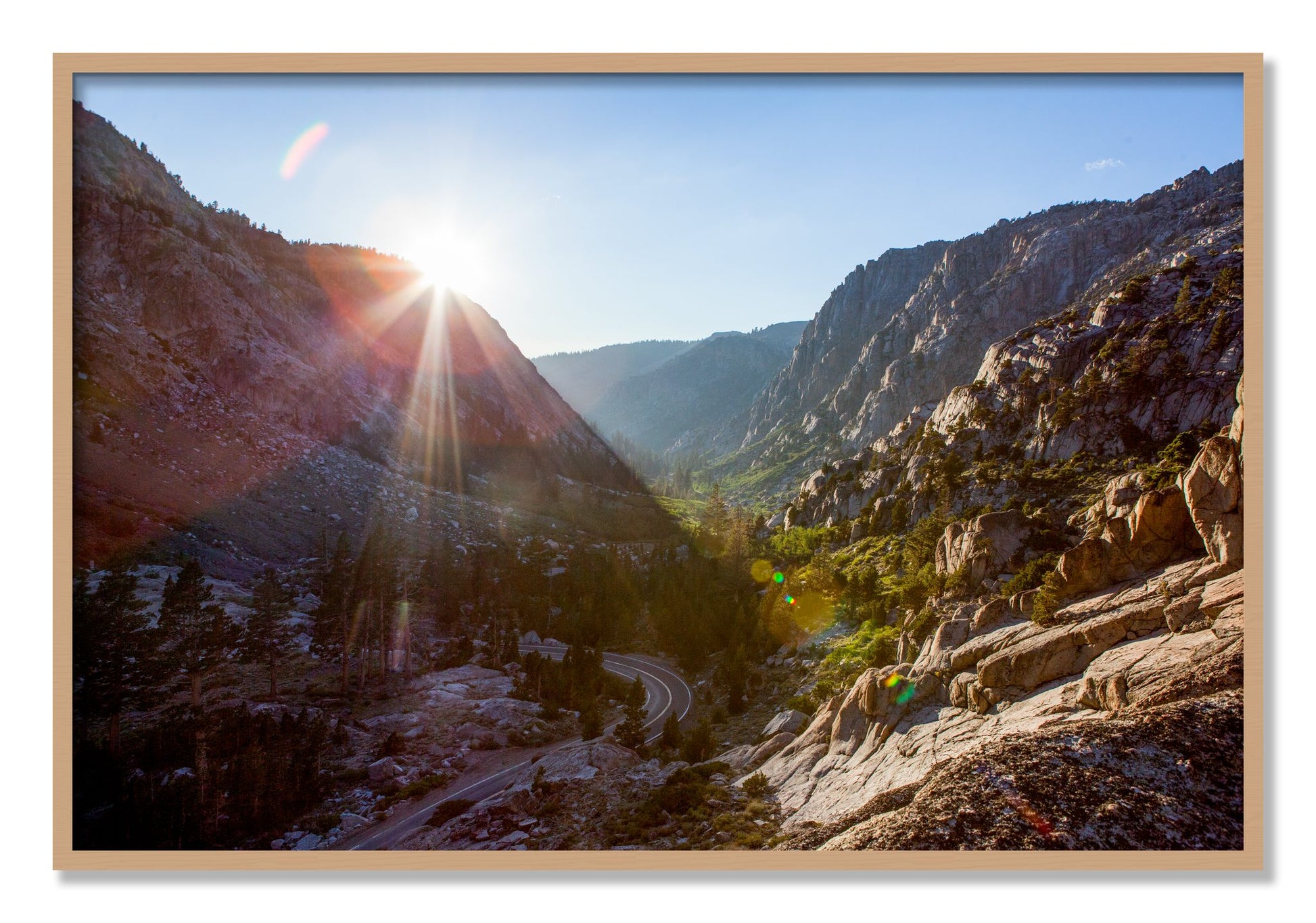 Framed photograph of Sierra Nevadas by Dylan Ozanich, Oak frame, Full Bleed