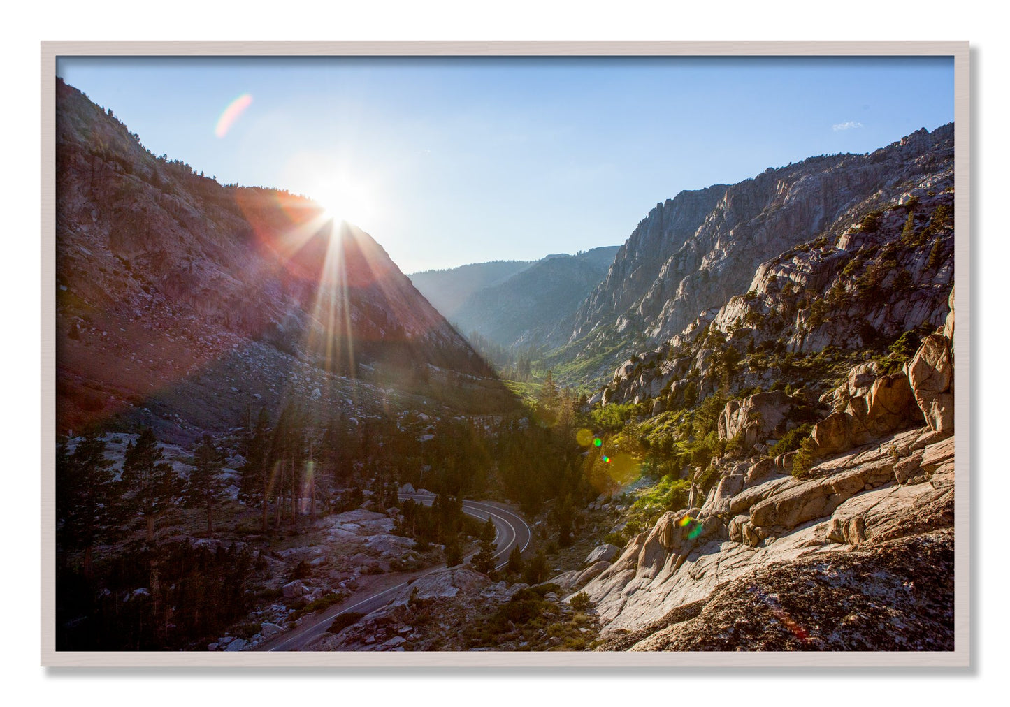 Framed photograph of Sierra Nevadas by Dylan Ozanich, White Maple frame, Full Bleed