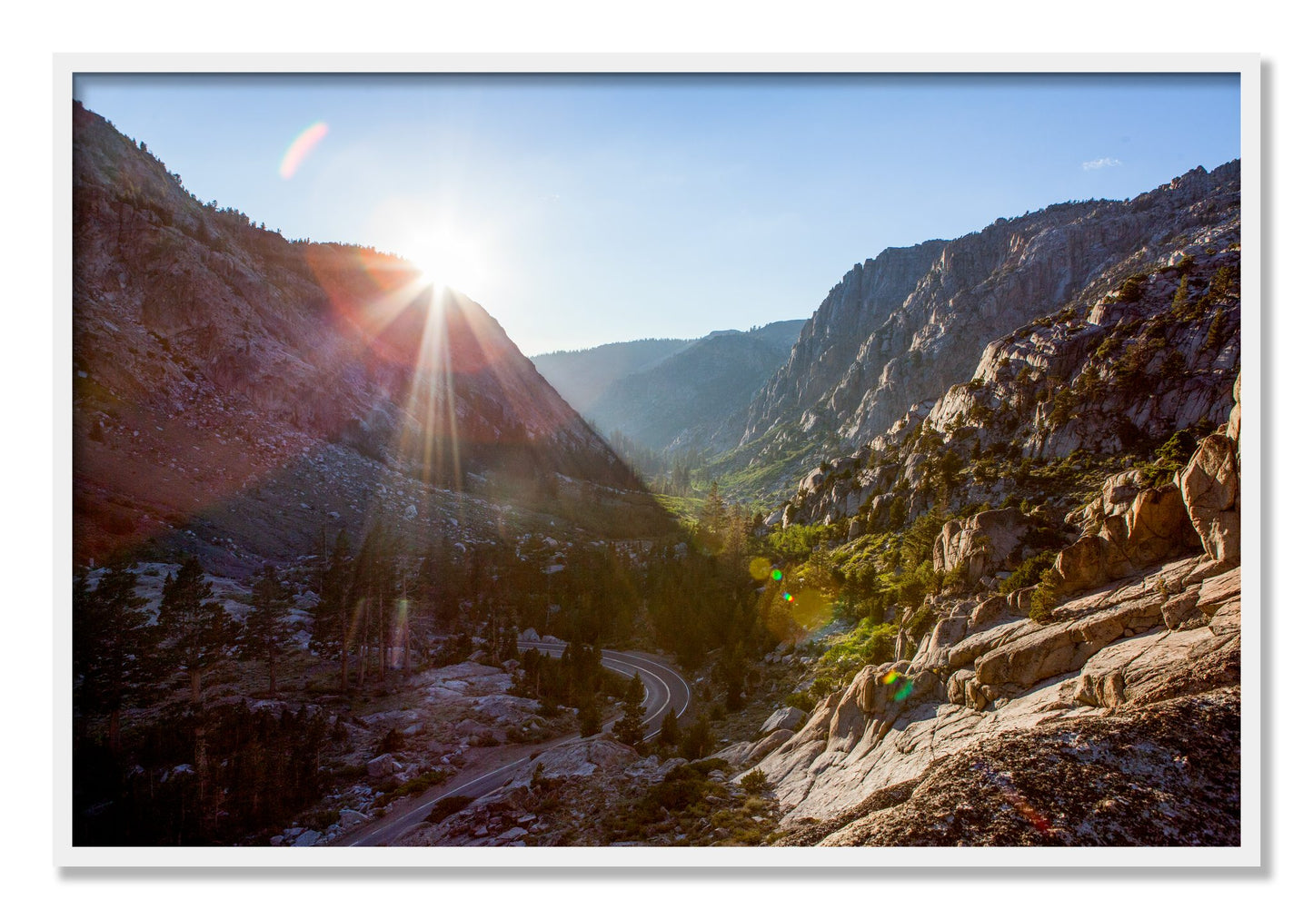 Framed photograph of Sierra Nevadas by Dylan Ozanich, White frame, Full Bleed