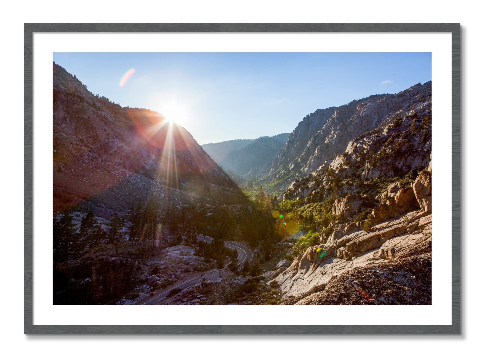 Framed photograph of Sierra Nevadas by Dylan Ozanich, Grey frame, Borders