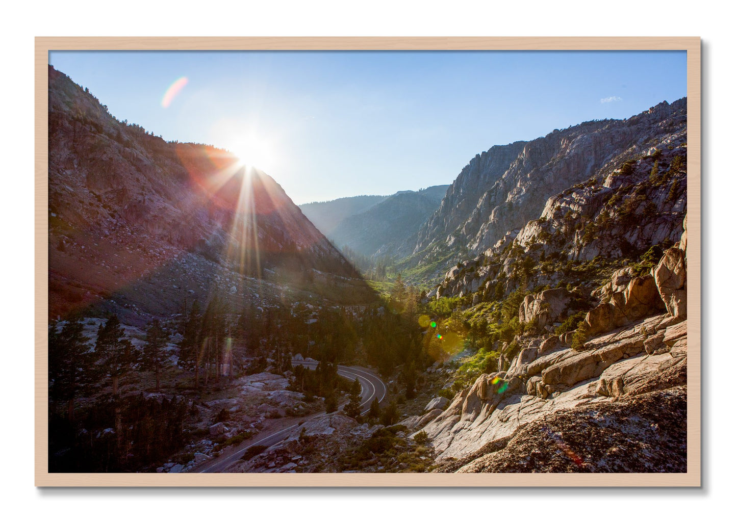 Framed photograph of Sierra Nevadas by Dylan Ozanich, Maple frame, Full Bleed